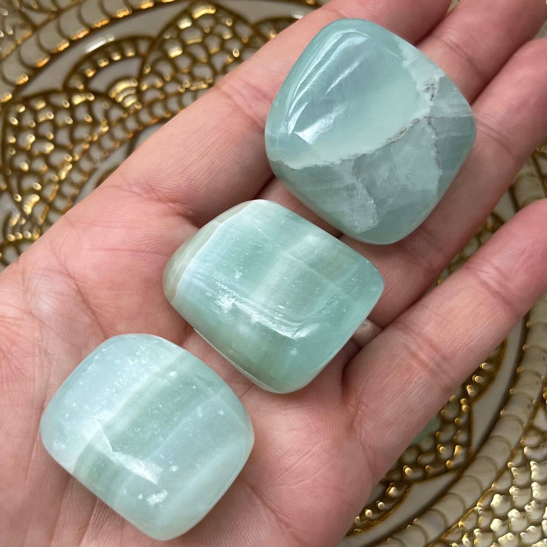 Green (Pistachio/Mint) Calcite Tumblestones - Vitality Crystals