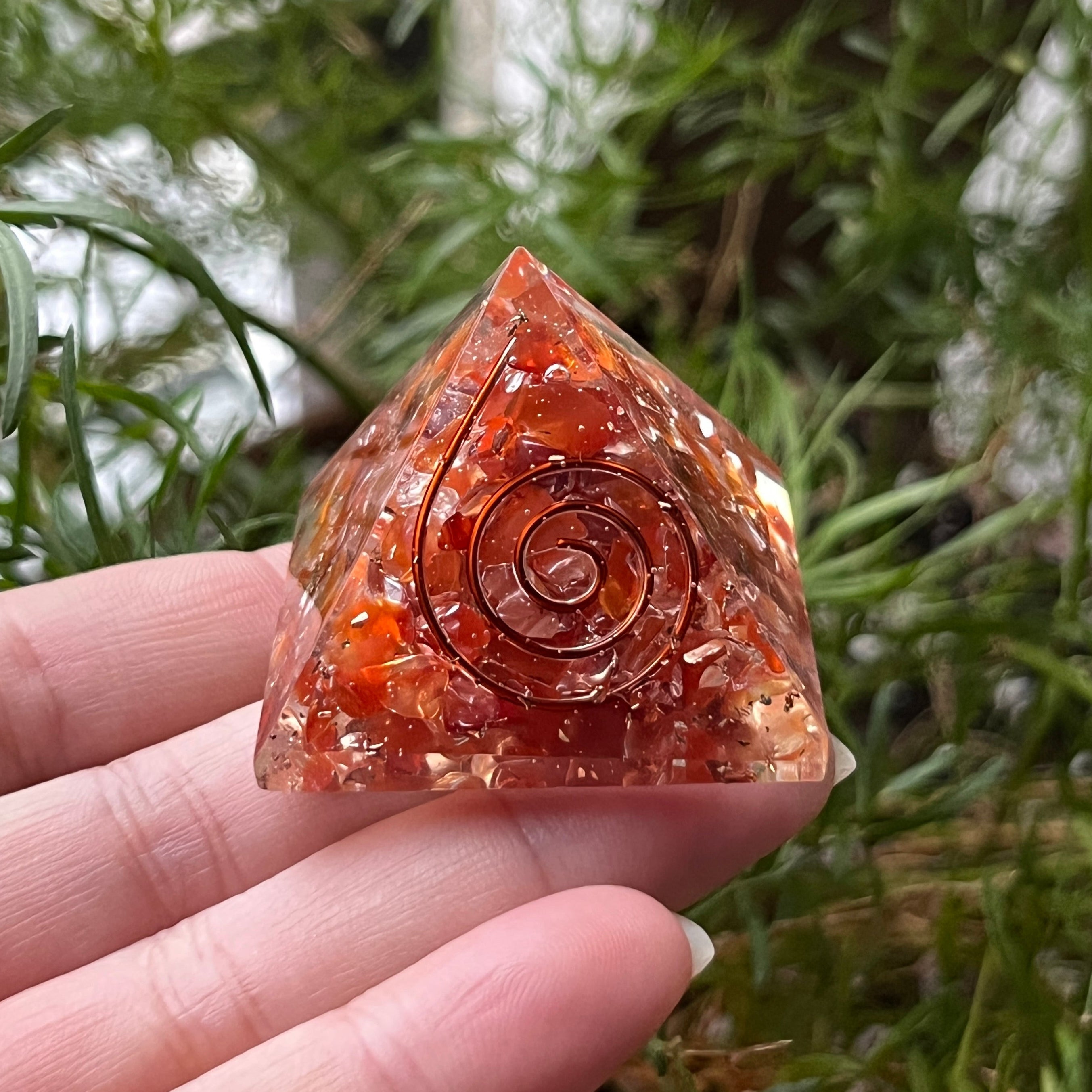 Carnelian Orgonite Pyramid - Vitality & Courage