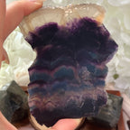 Rainbow Fluorite Slice - Personal Magnetism & Psychic Protection 1- 9.6cm x 8cm Crystals
