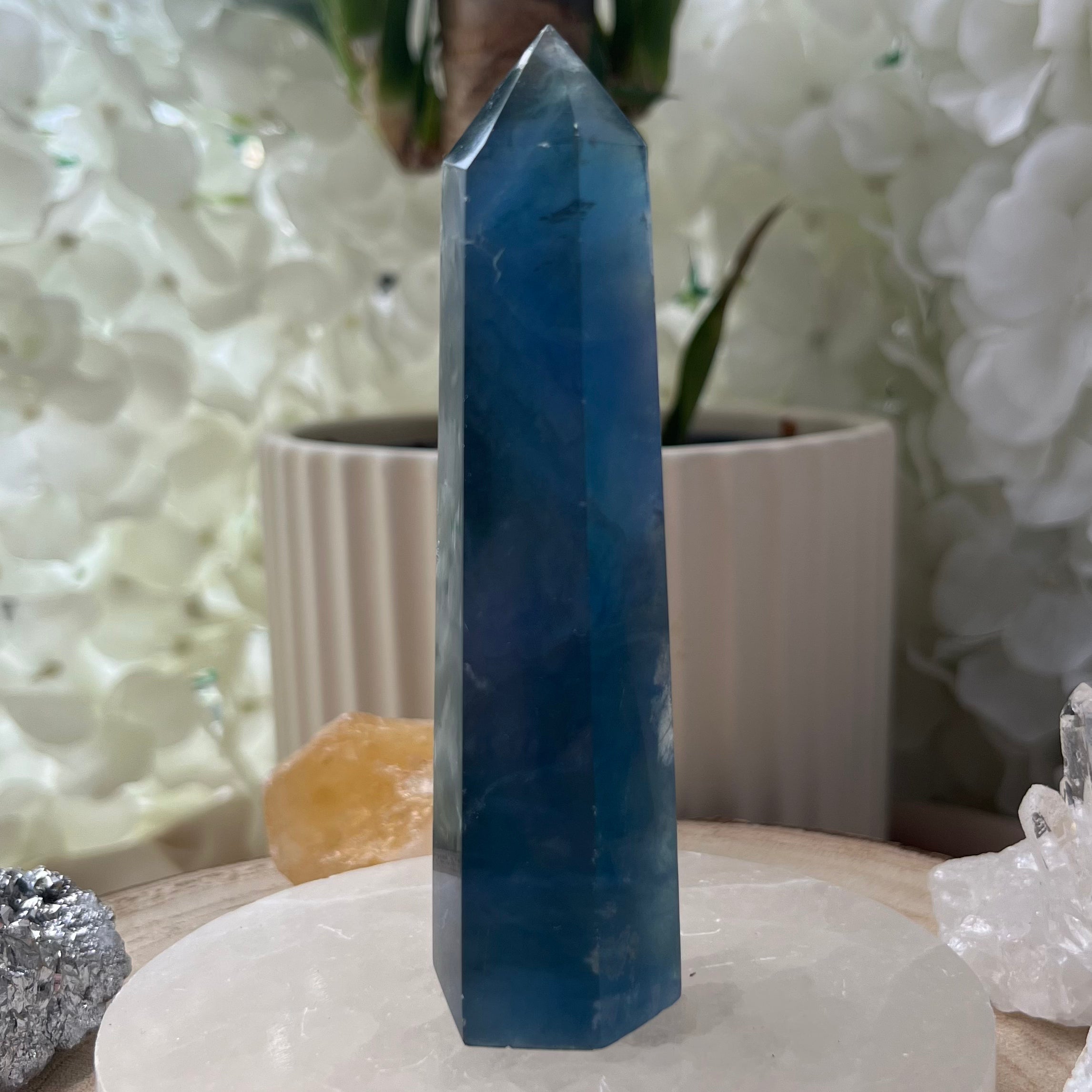 Blue Fluorite Point 3- 10.6cm Crystals