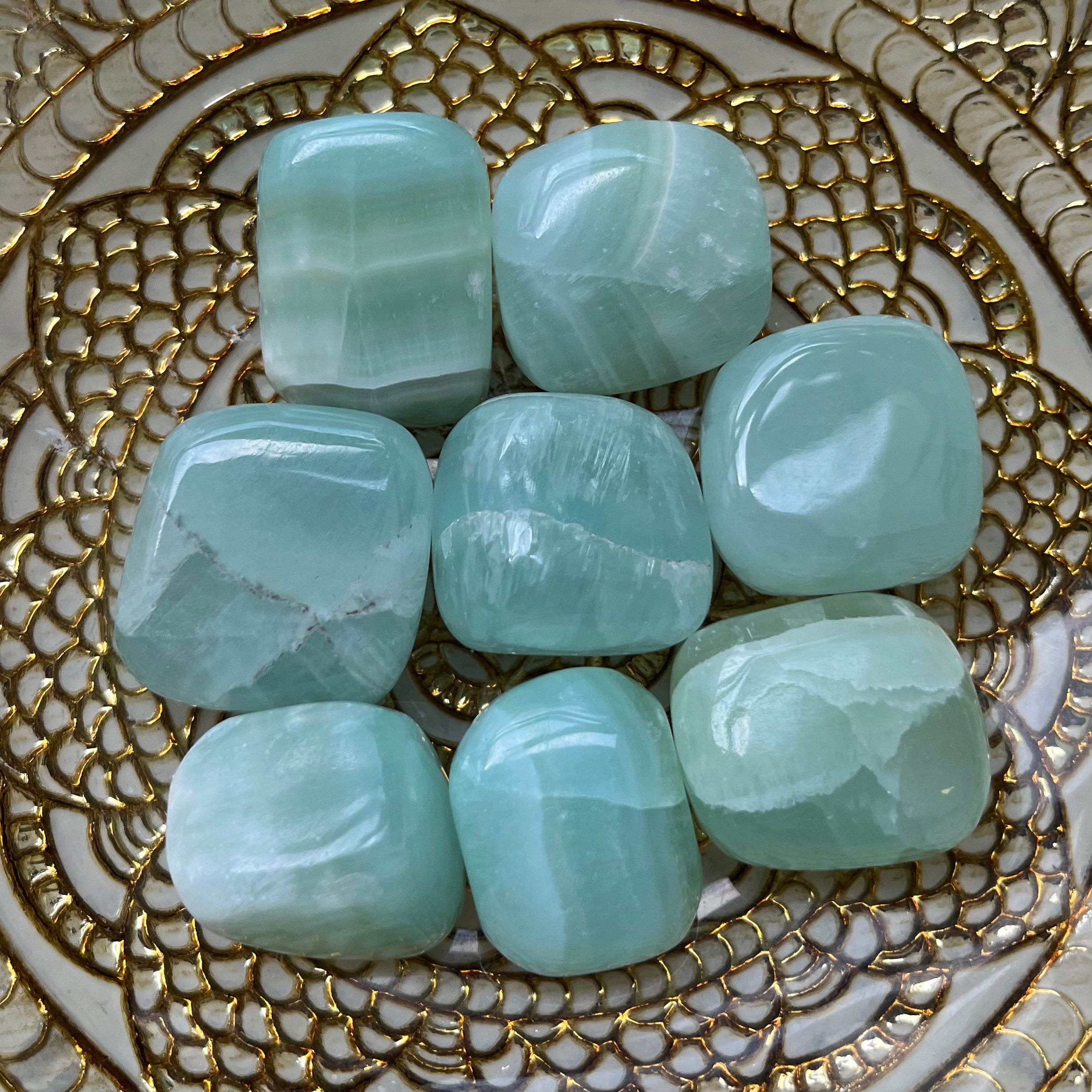 Green (Pistachio/Mint) Calcite Tumblestones - Vitality Crystals