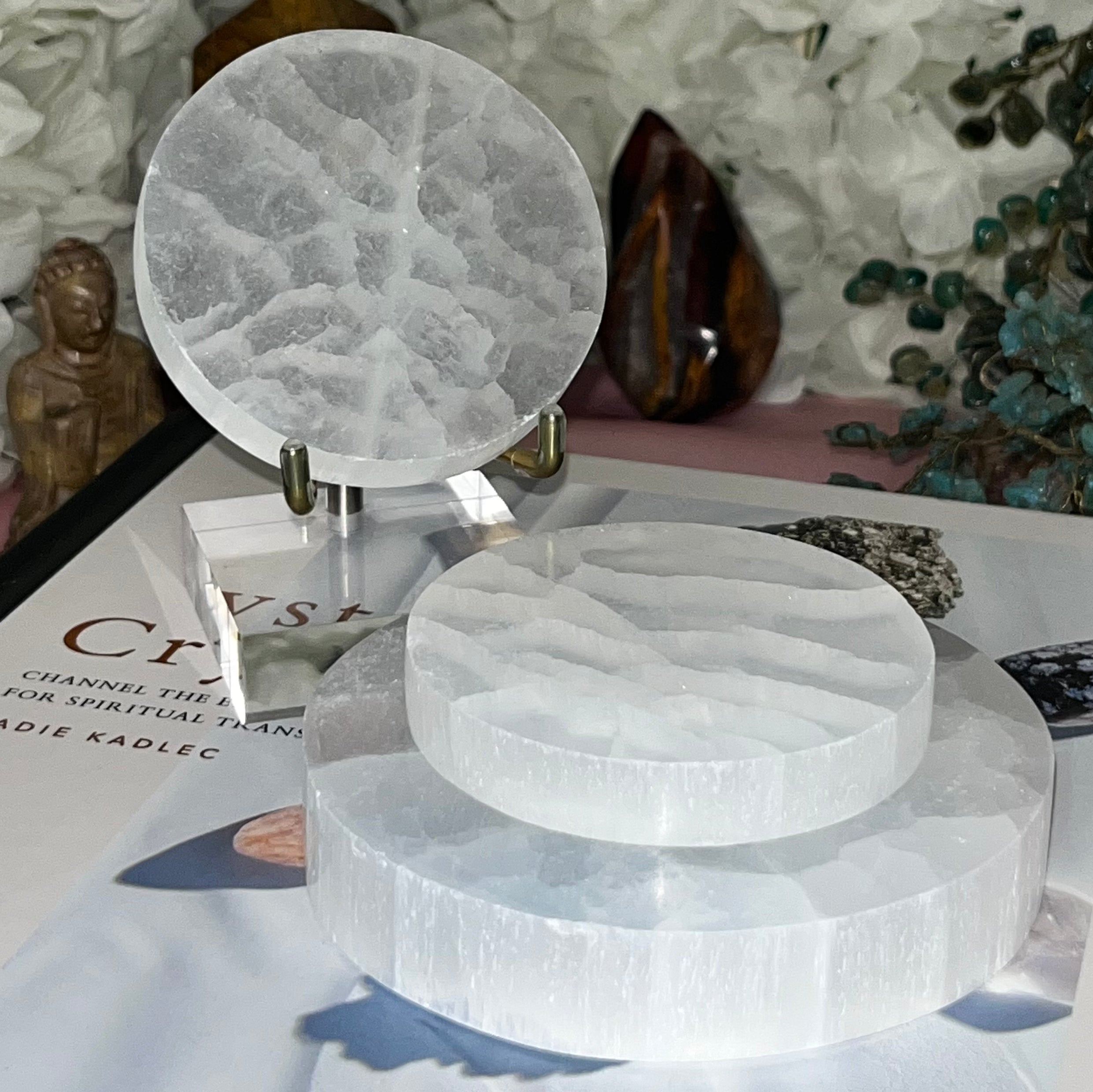 Selenite Round Charging Plate/ Disc - Cleansing & Purification Crystals