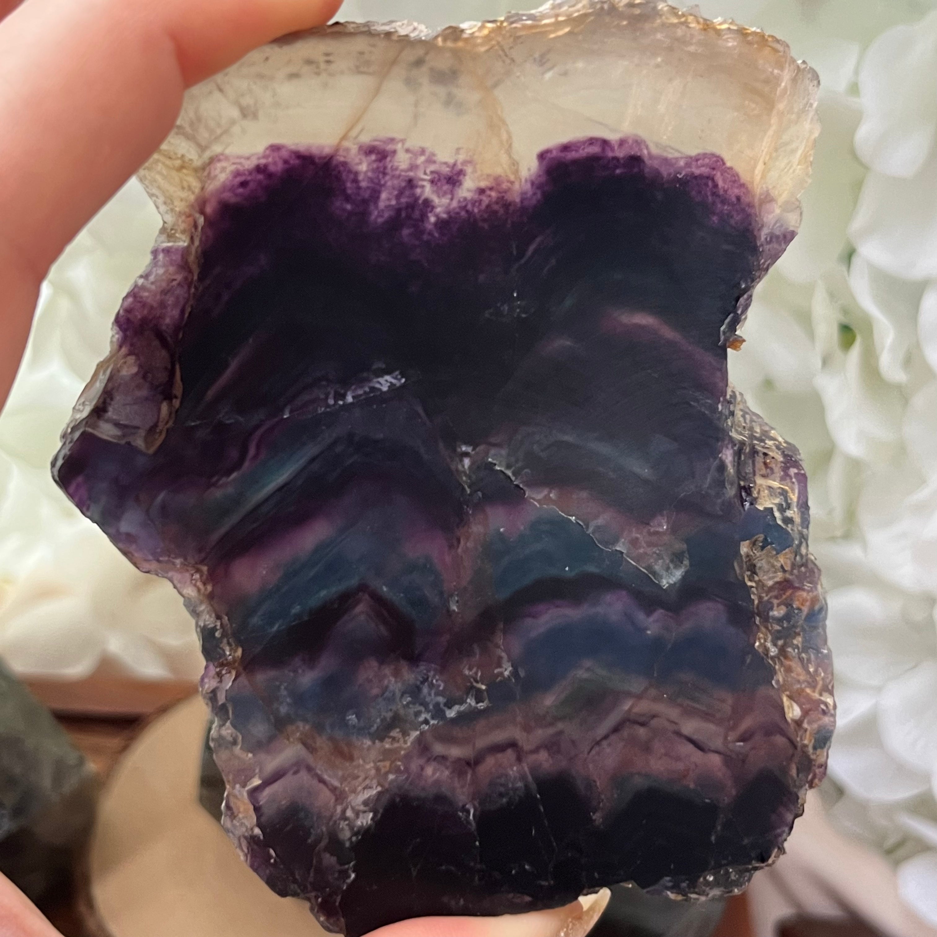 Rainbow Fluorite Slice - Personal Magnetism & Psychic Protection Crystals
