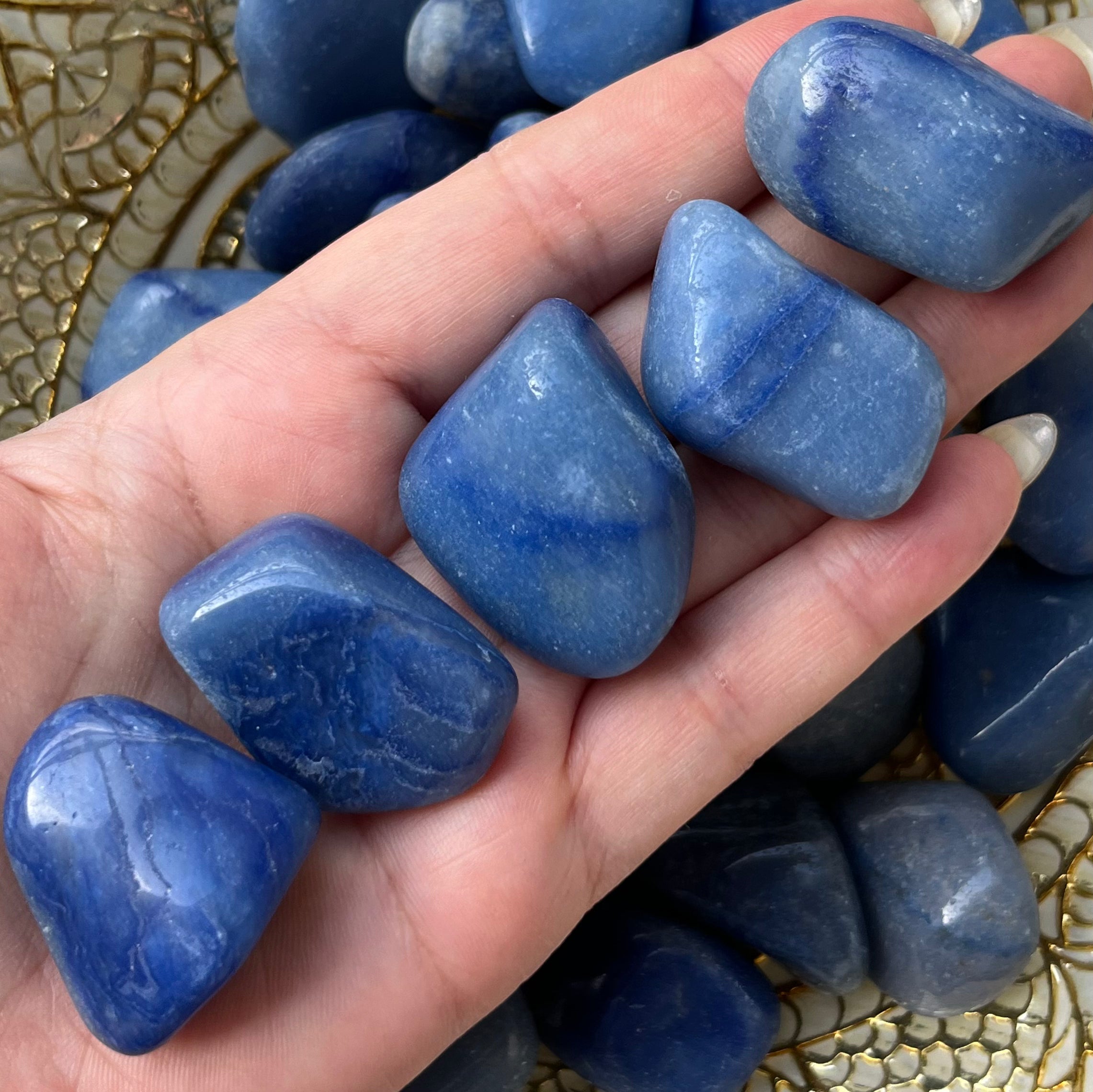 Blue Quartz Tumblestones - Harmony & Communication Large Crystals