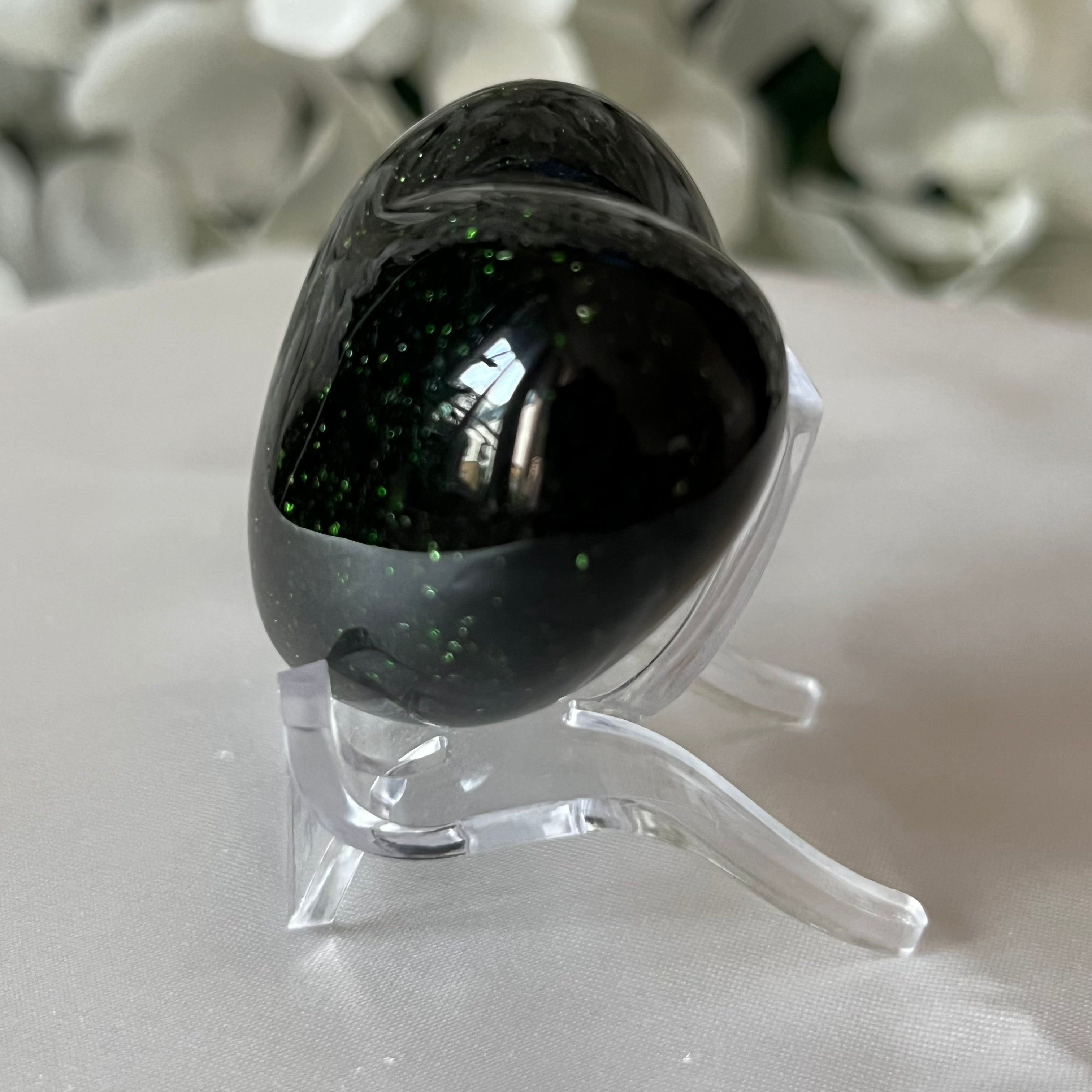 Green Goldstone Heart Crystals