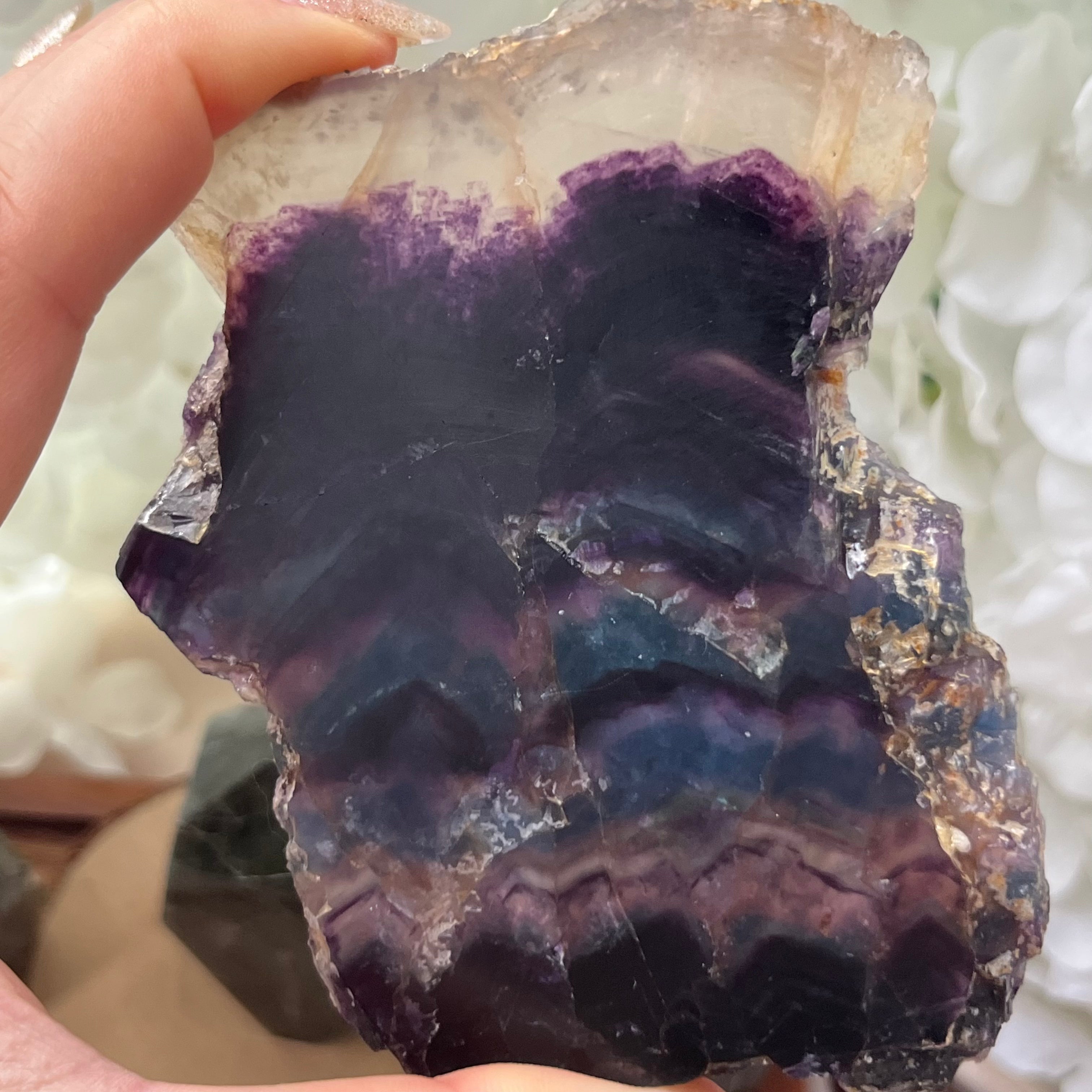 Rainbow Fluorite Slice - Personal Magnetism & Psychic Protection Crystals