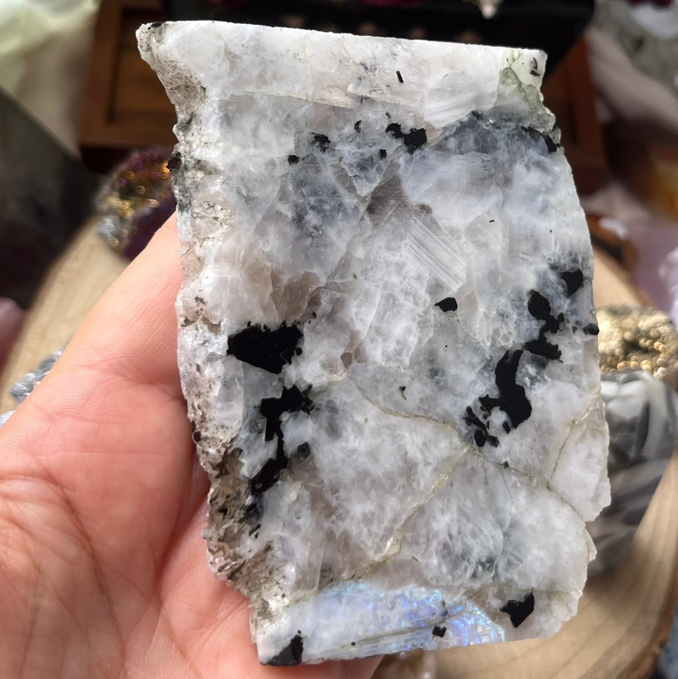 Rainbow Moonstone Slice - Feminine Energy Crystals