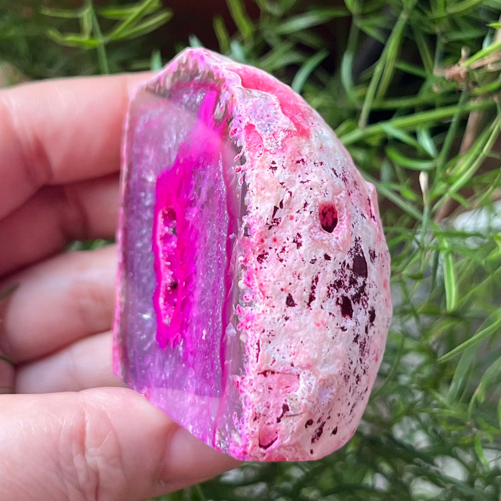Pink Agate Cut Base Geode - Emotional Balance & Love