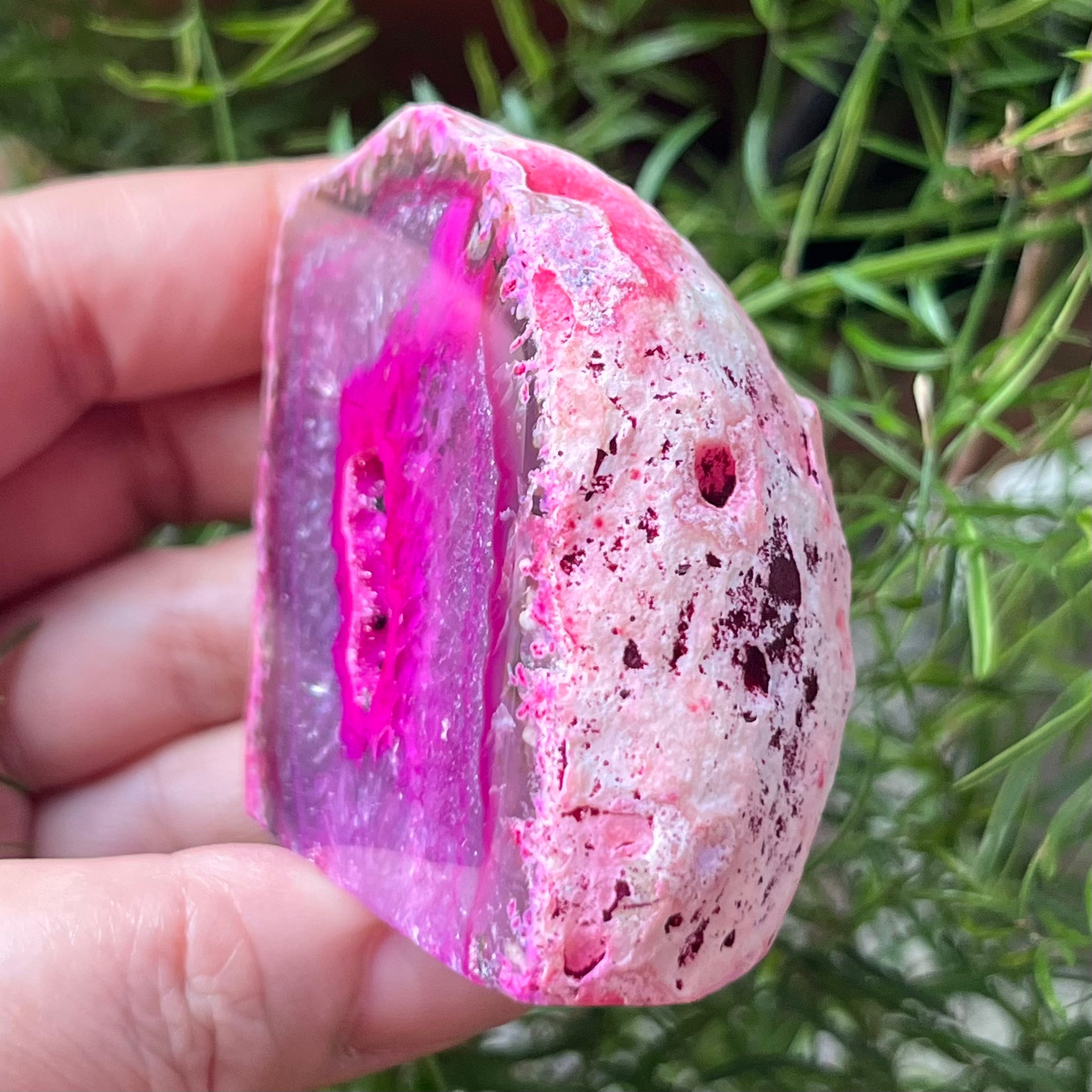 Pink Agate Cut Base Geode - Emotional Balance & Love