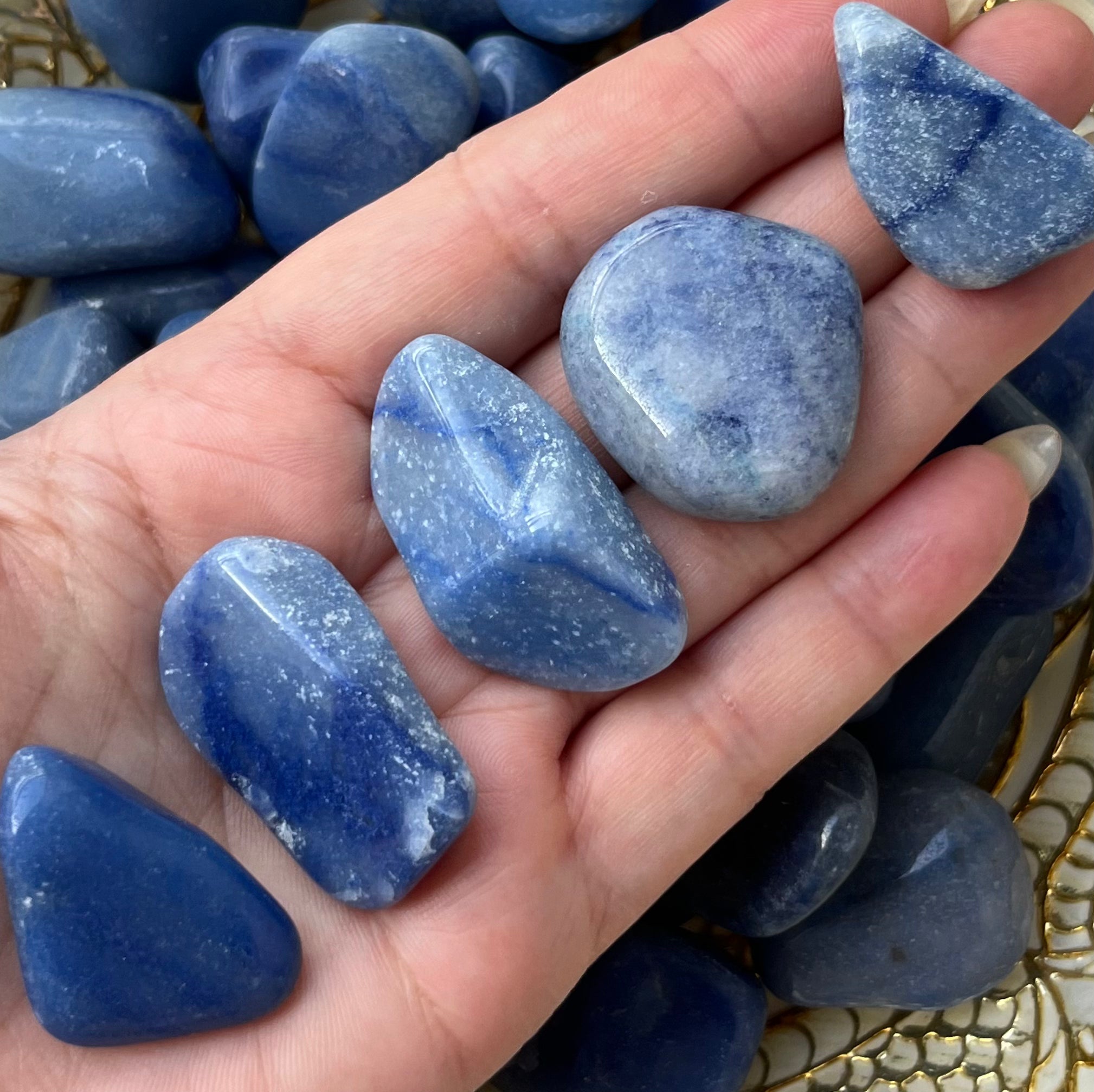 Blue Quartz Tumblestones - Harmony & Communication Medium Crystals