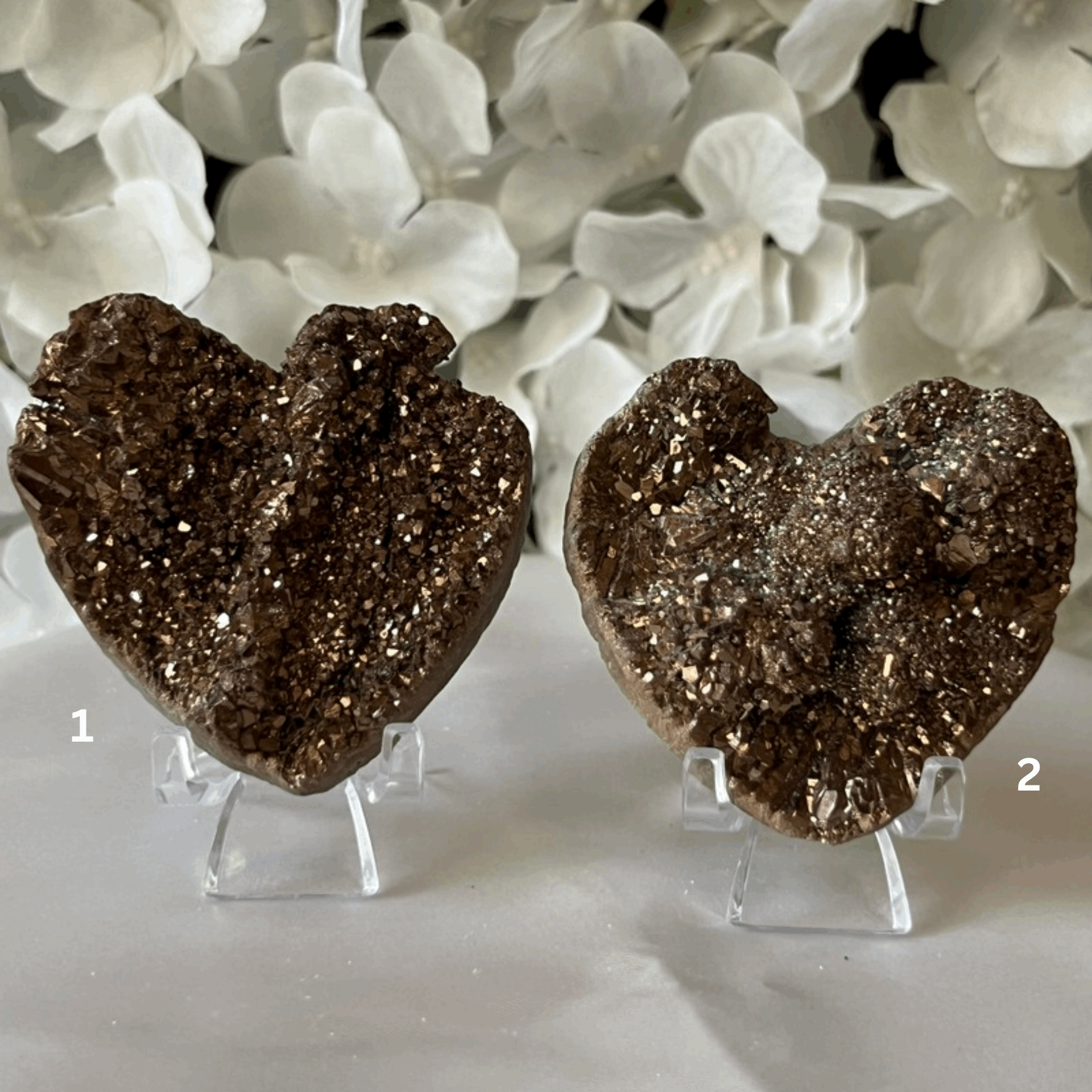 Gold Titanium Coated Drusy Heart Crystals