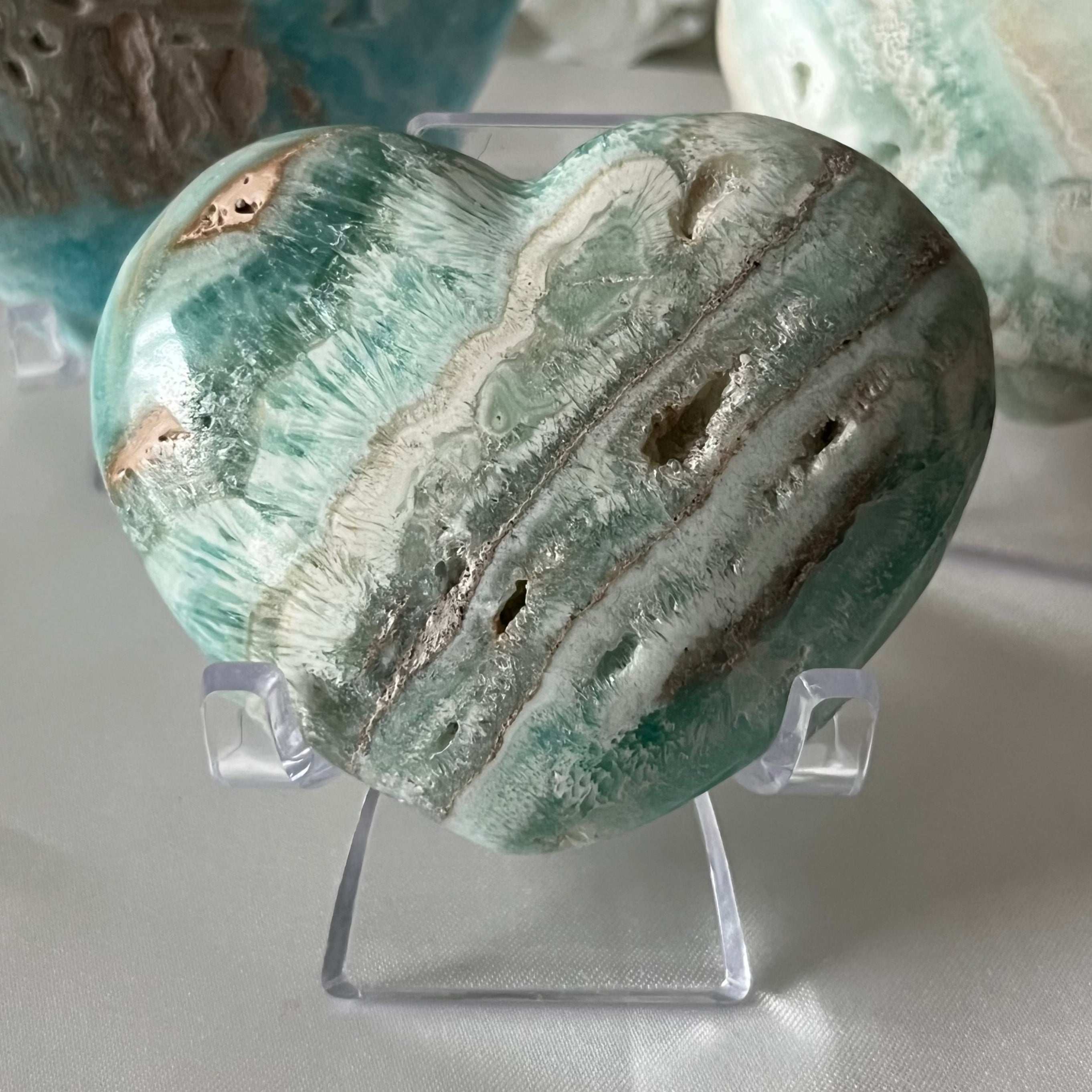 Caribbean Calcite Heart - Spiritual Growth & Self-Confidence Crystals