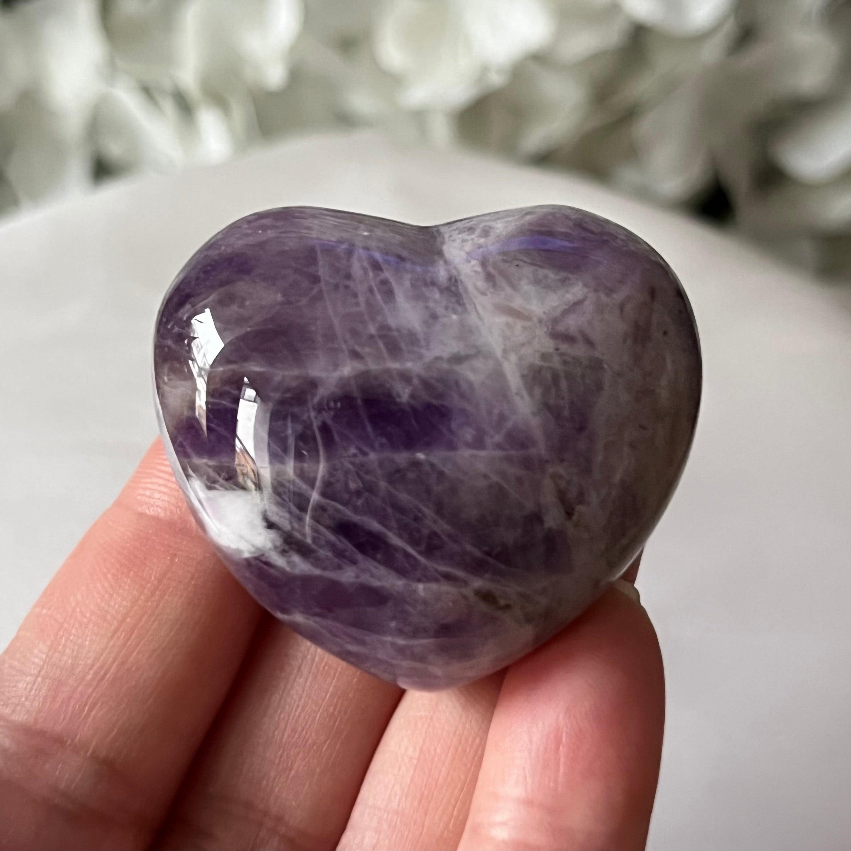Chevron (Dream/Banded) Amethyst Heart - Spiritual Wisdom & Comfort Crystals