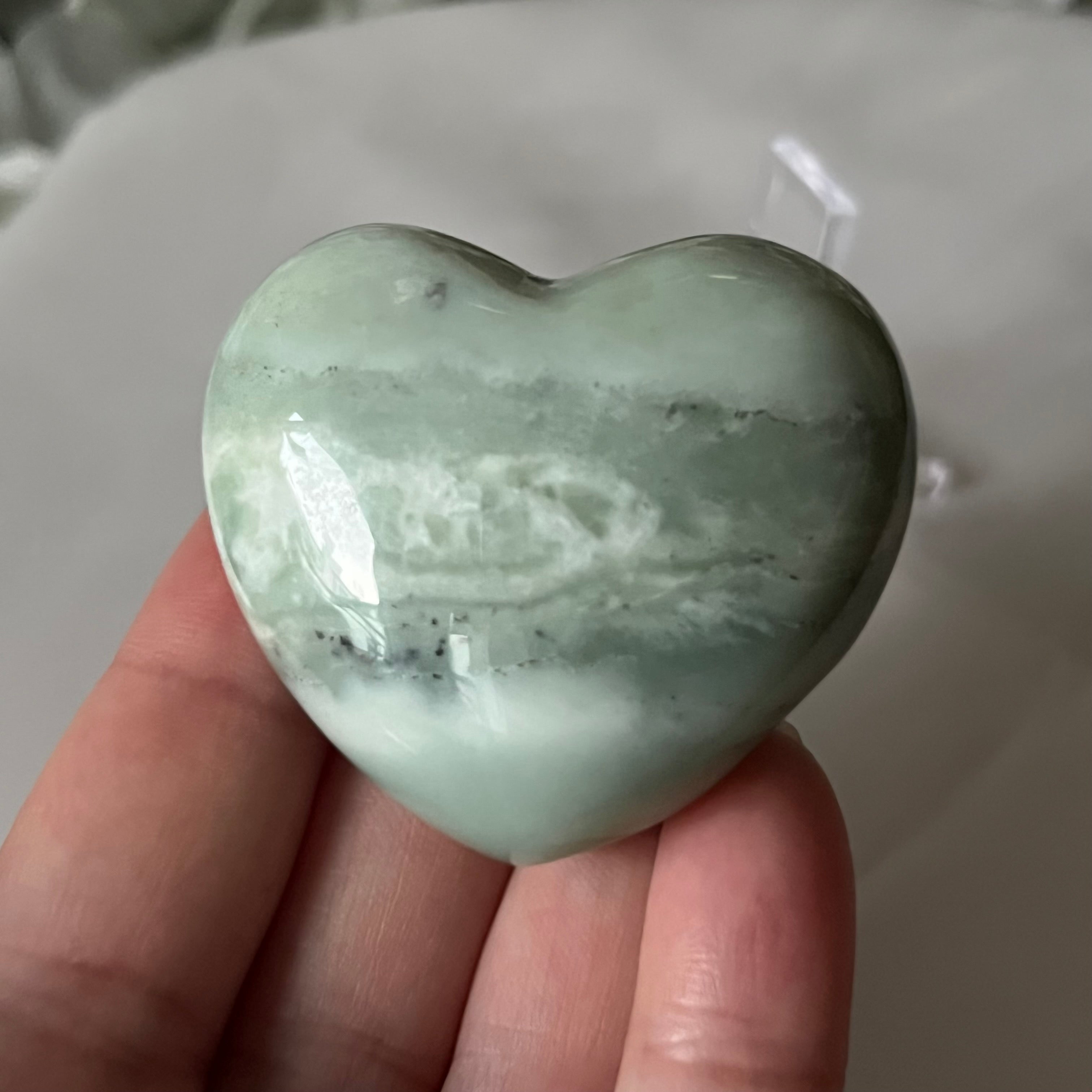 New Jade (Serpentine) Heart - Balance & Vitality Crystals