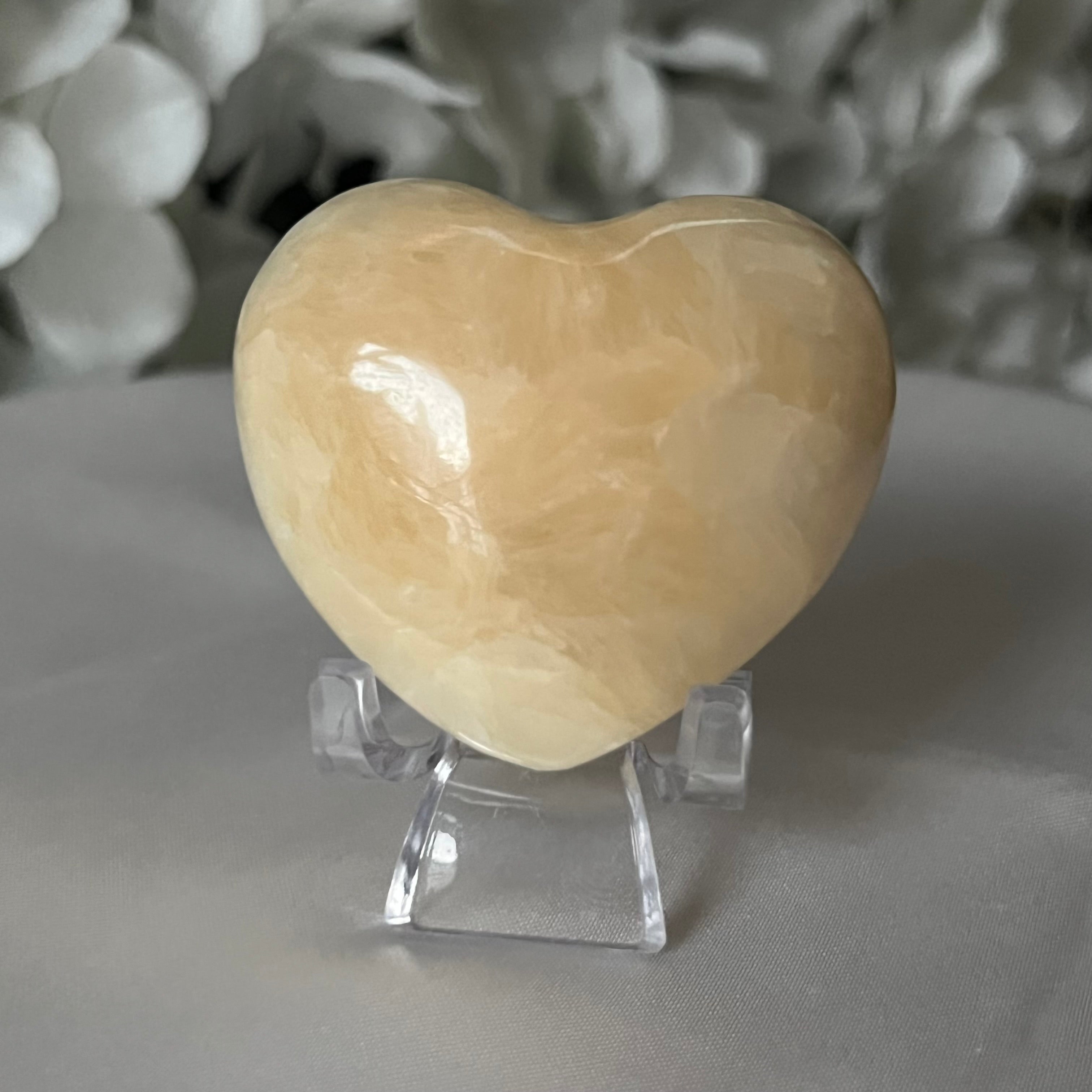 Yellow Calcite Heart - Accomplishments & Purpose Crystals