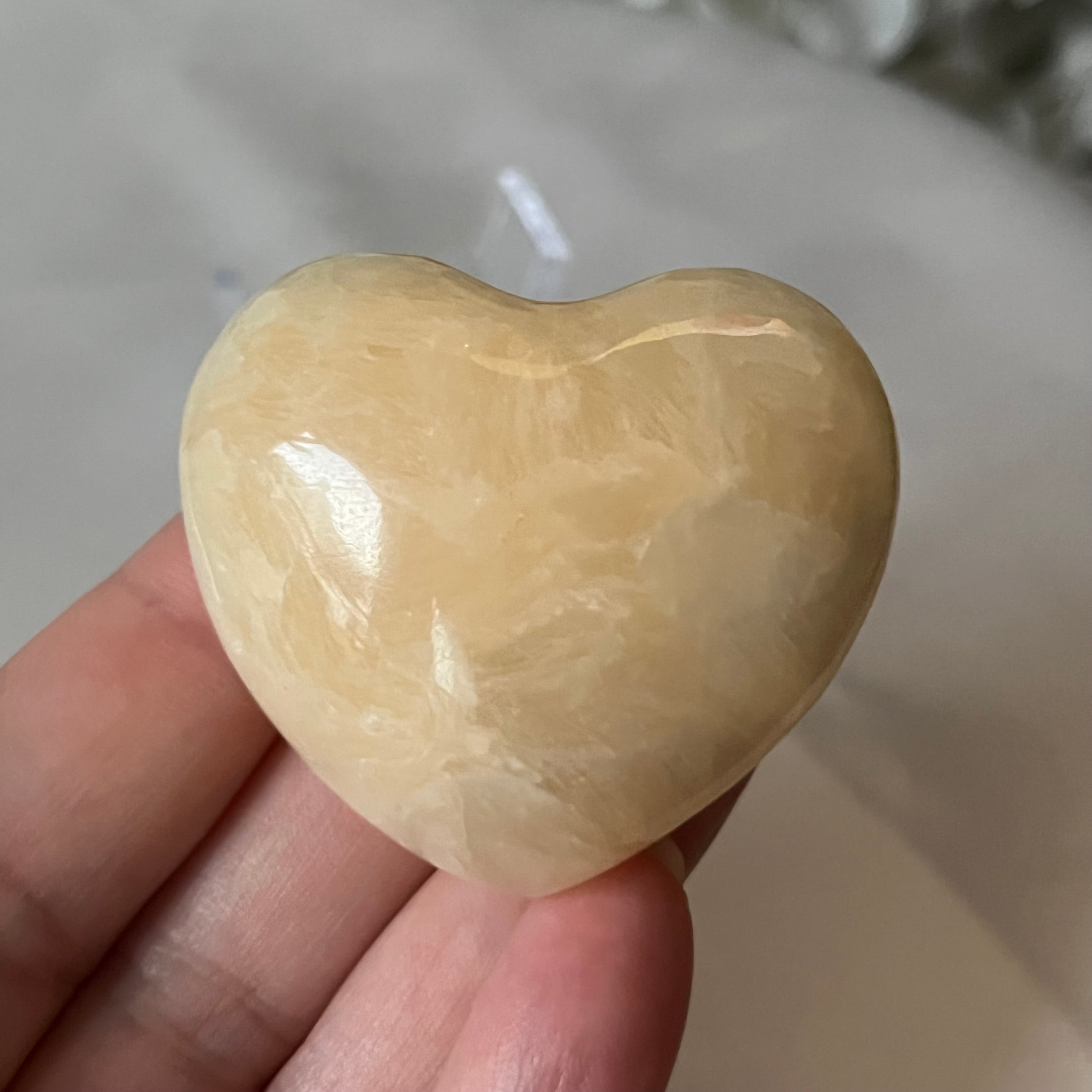 Yellow Calcite Heart - Accomplishments & Purpose Crystals
