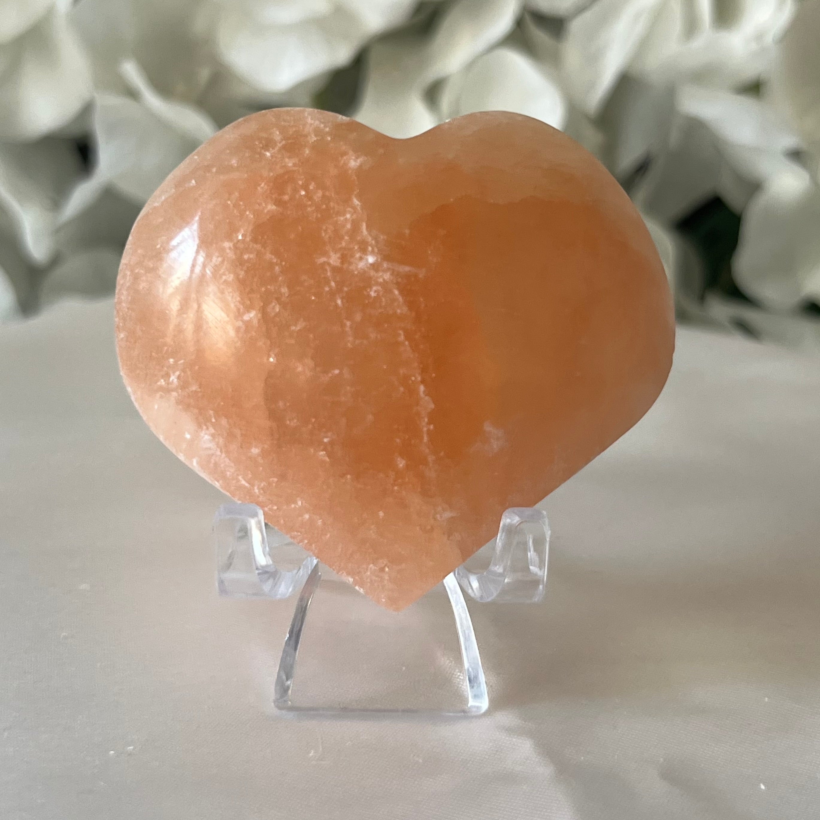 Orange Selenite Heart - Joy & Creativity Crystals