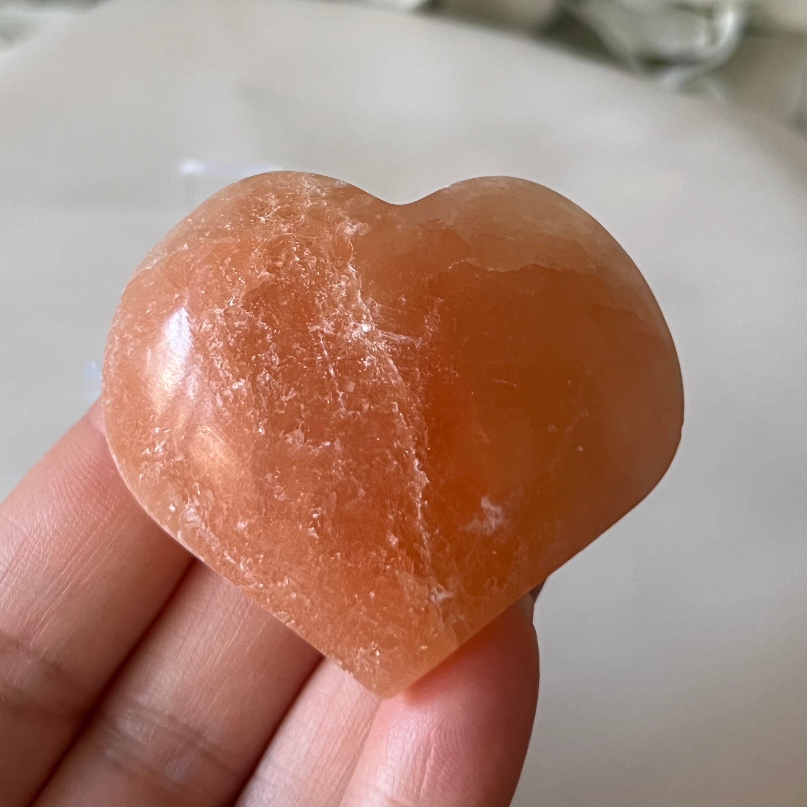 Orange Selenite Heart - Joy & Creativity 5cm x 4.5cm Crystals