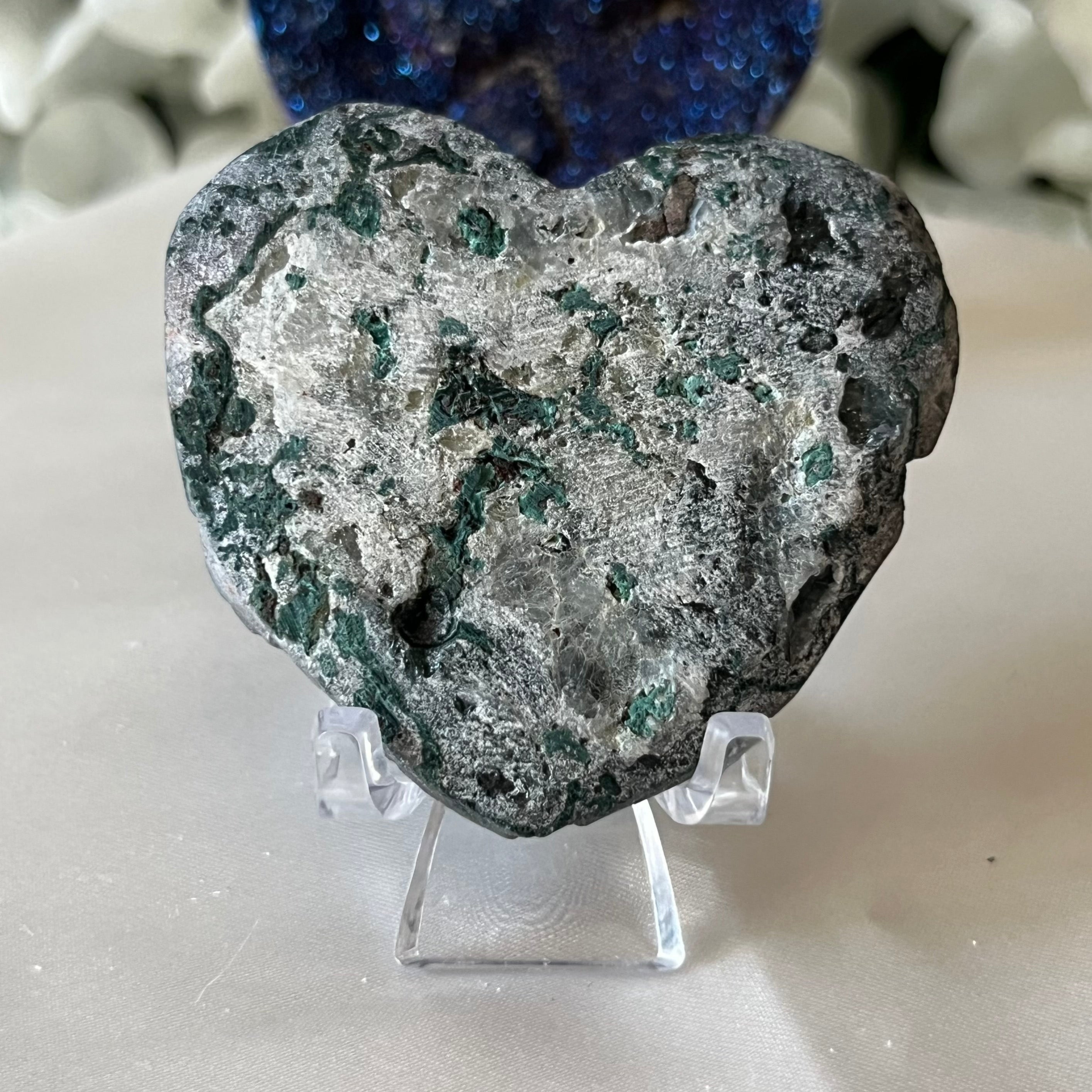 Mystic Blue Titanium Coated Drusy Heart Crystals