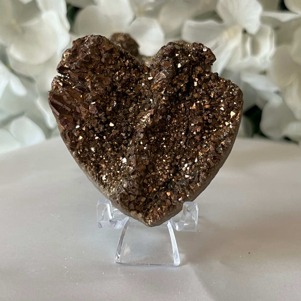 Gold Titanium Coated Drusy Heart Crystals