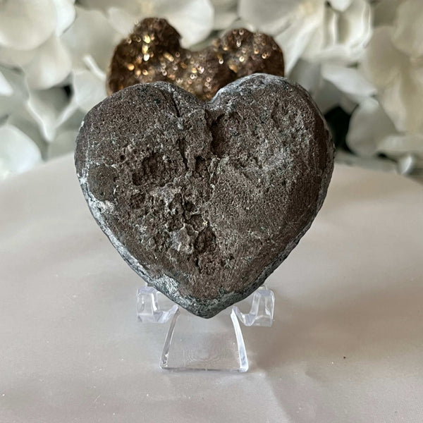 Gold Titanium Coated Drusy Heart Crystals