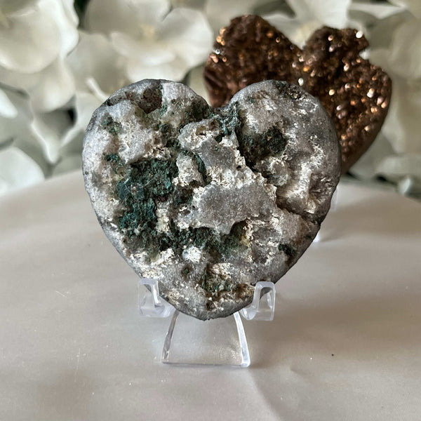 Gold Titanium Coated Drusy Heart Crystals