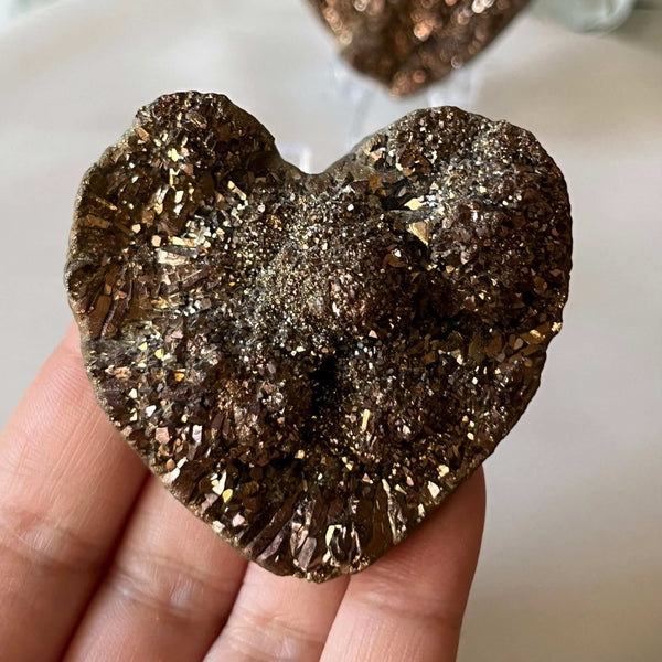 Gold Titanium Coated Drusy Heart 2- Gold 5.5cm Crystals