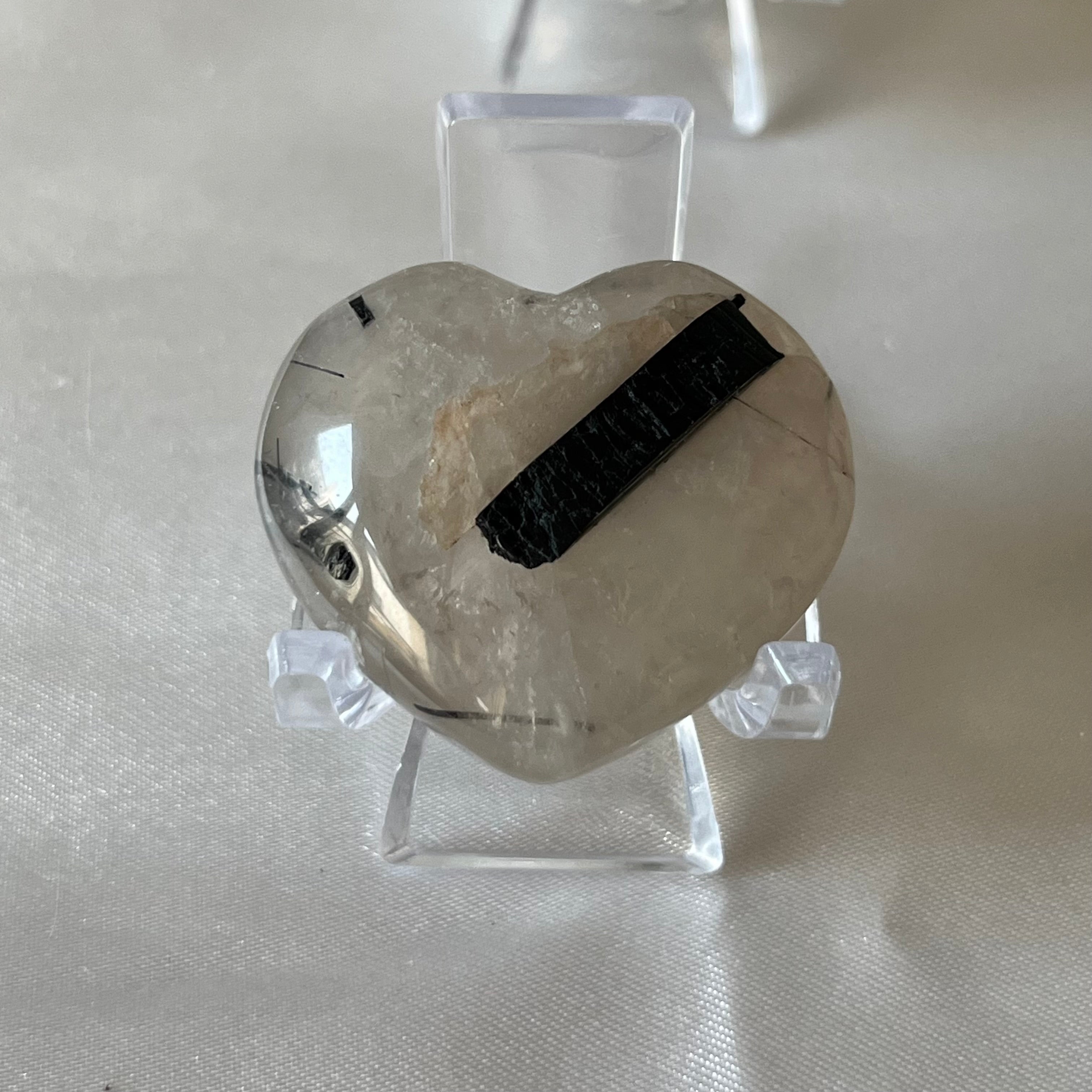 Tourmalinated Quartz Puff Heart - Union & Happiness Crystals