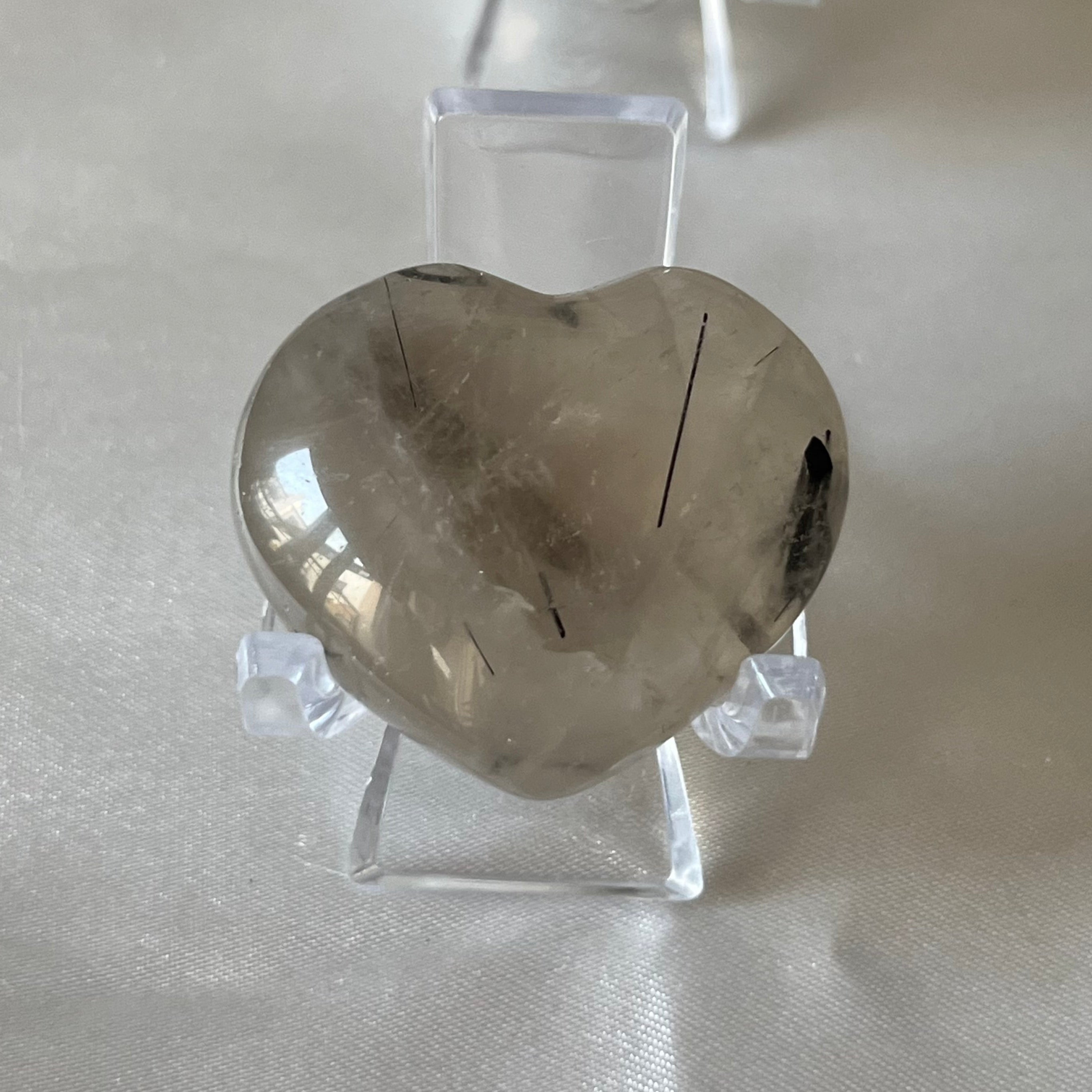 Tourmalinated Quartz Puff Heart - Union & Happiness Crystals