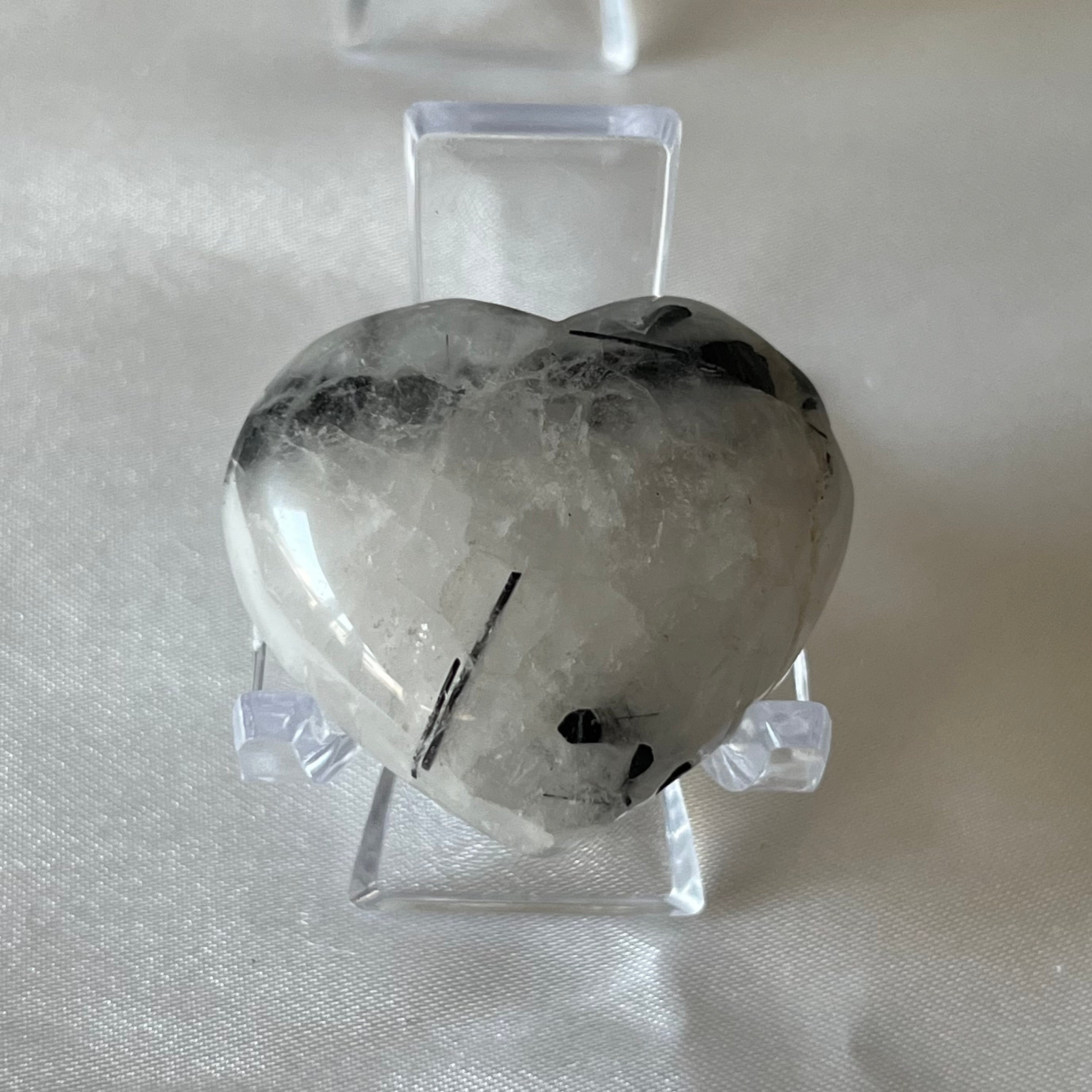 Tourmalinated Quartz Puff Heart - Union & Happiness Crystals