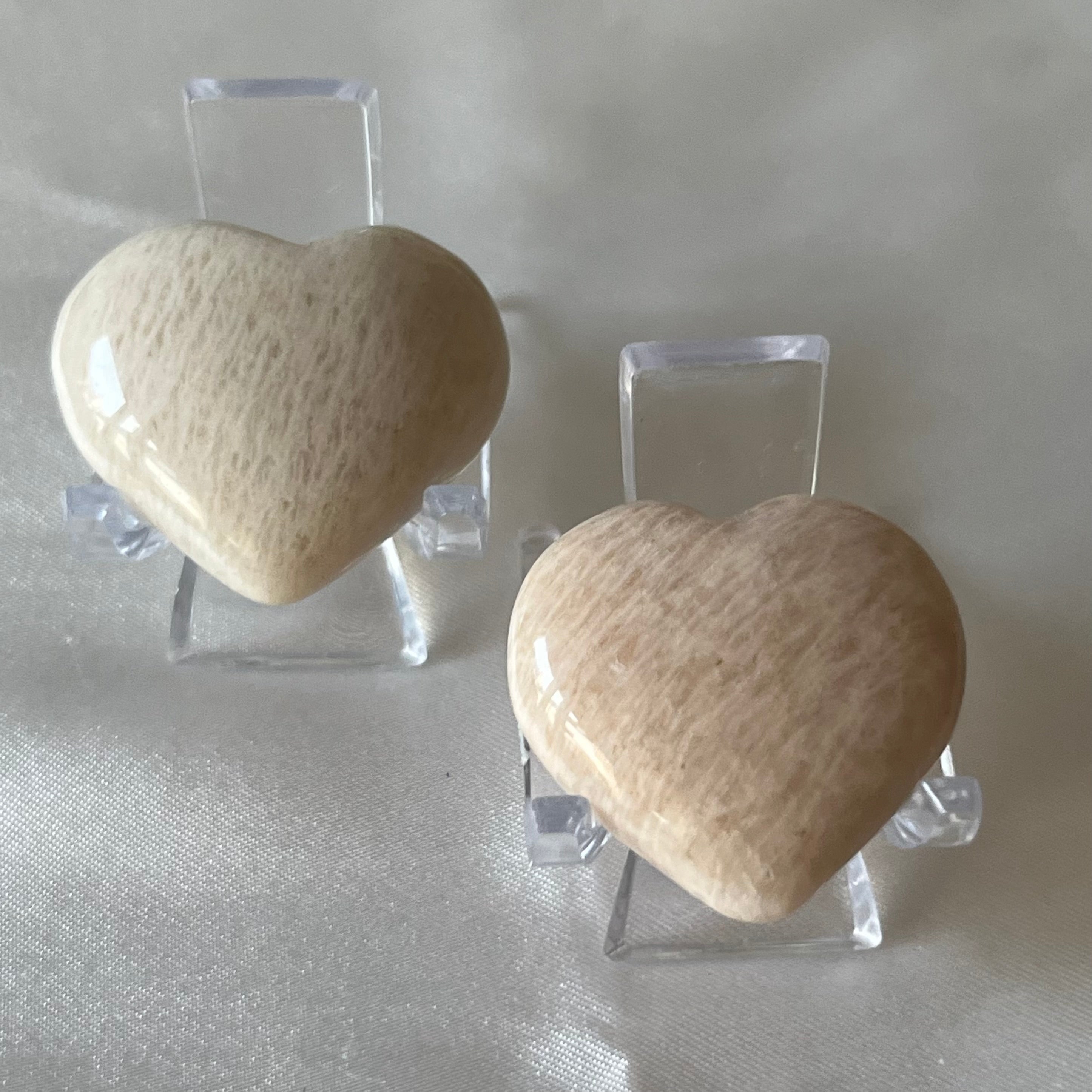 Pink Feldspar Moonstone Puff Heart - Kindness & Femininity Crystals