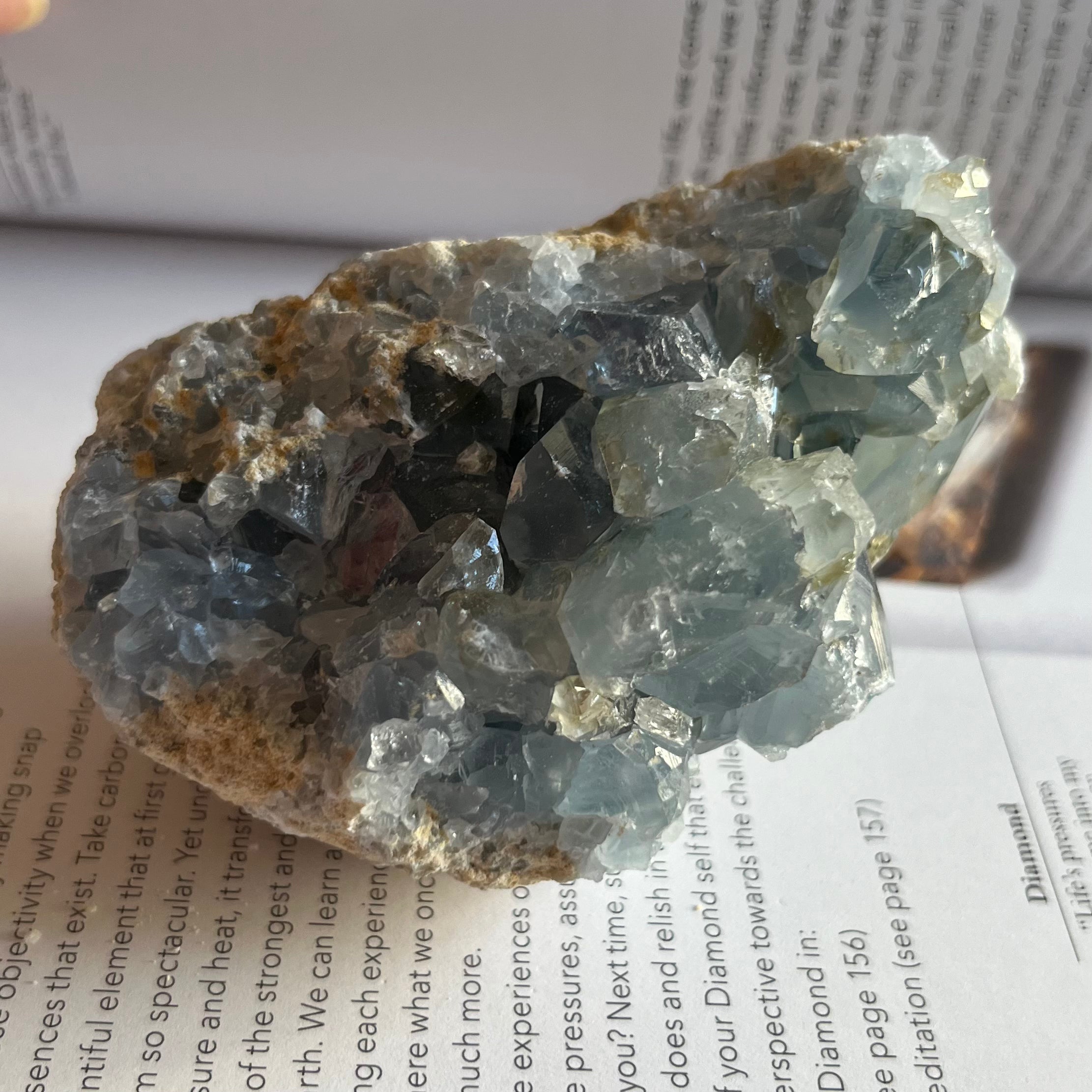 Celestite Cluster - Spiritual Guidance & Mental Clarity 5- 8.6cm x 6cm Crystals