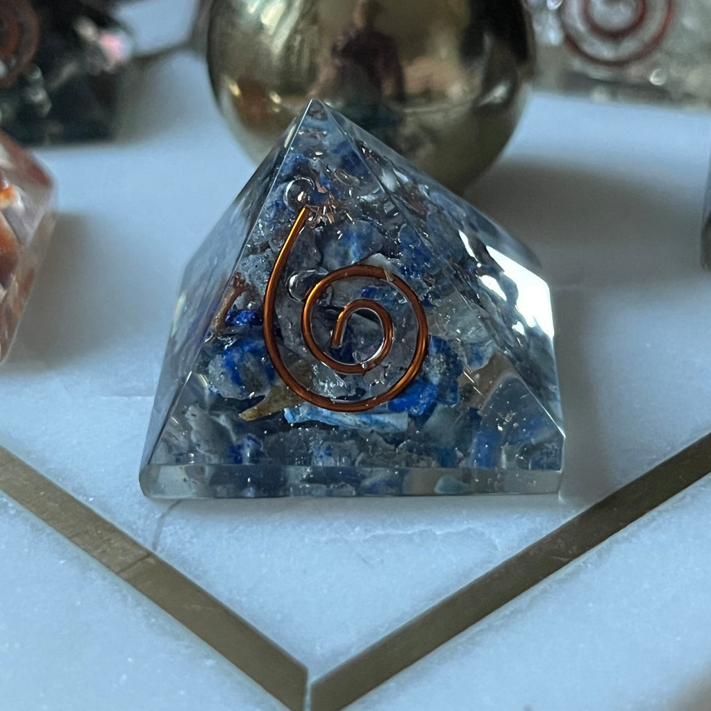 Lapis Lazuli Orgonite Pyramid - Spiritual Elevation & Friendship
