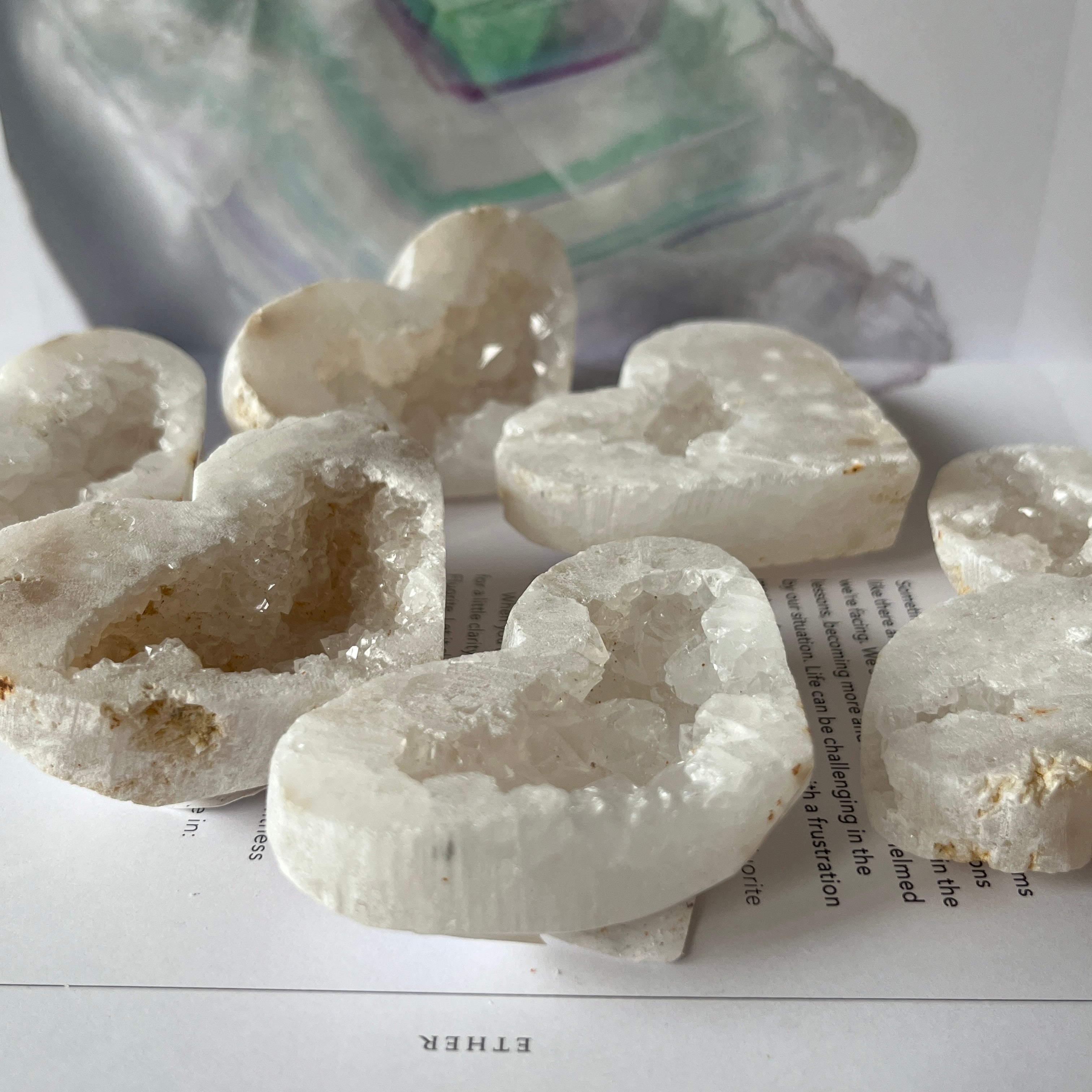 White Quartz Drusy Geode Heart (Medium)