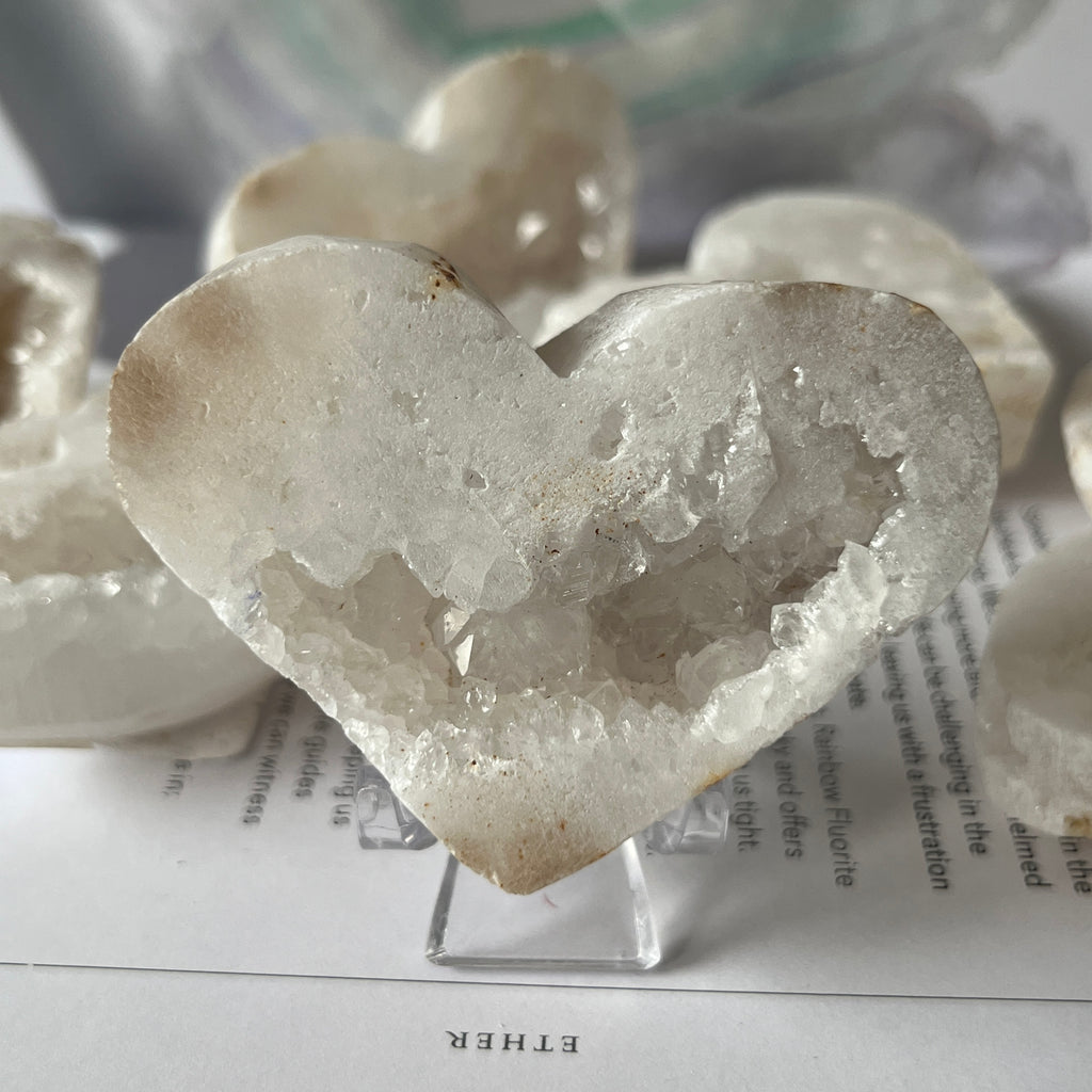 White Quartz Drusy Geode Heart (Medium)