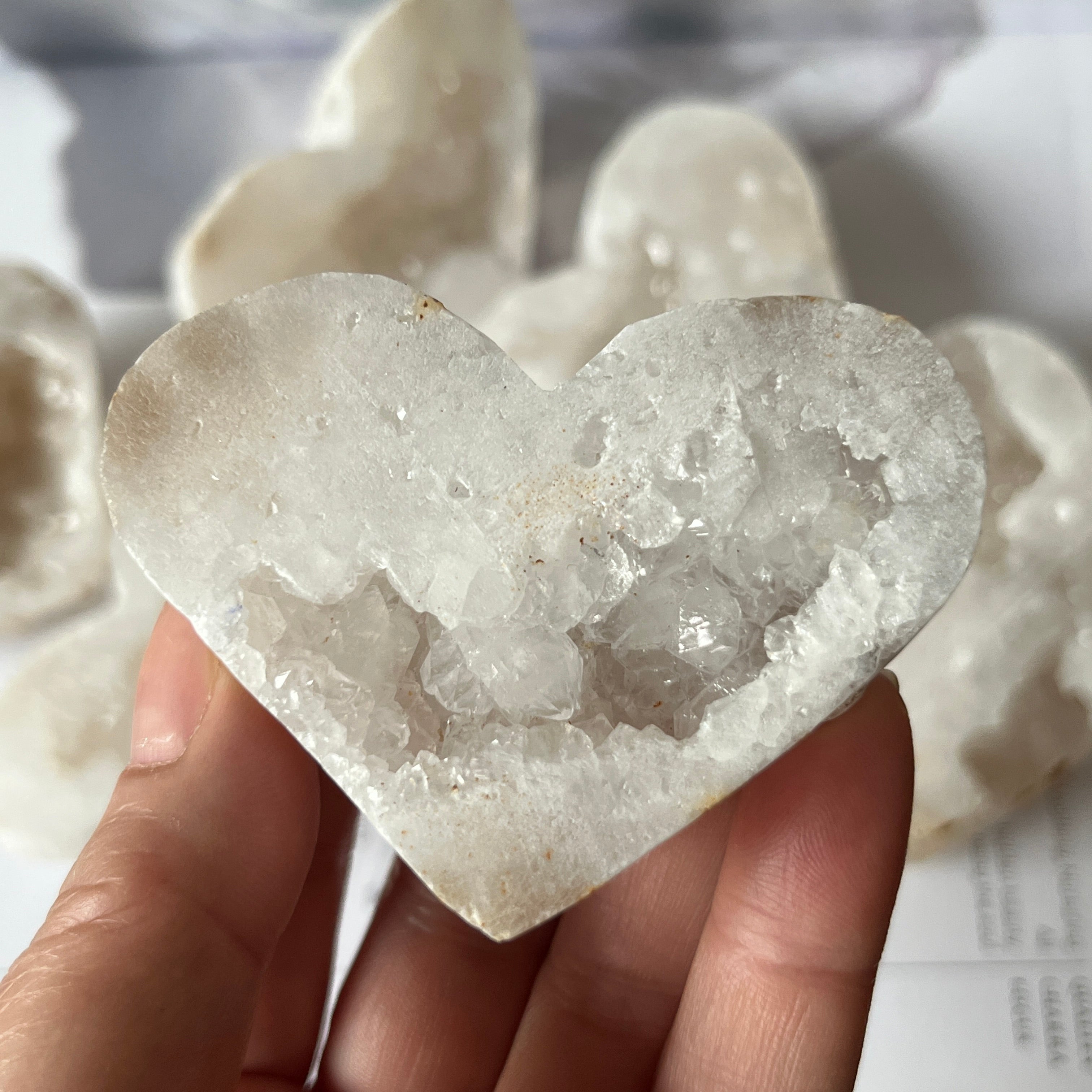 White Quartz Drusy Geode Heart (Medium)