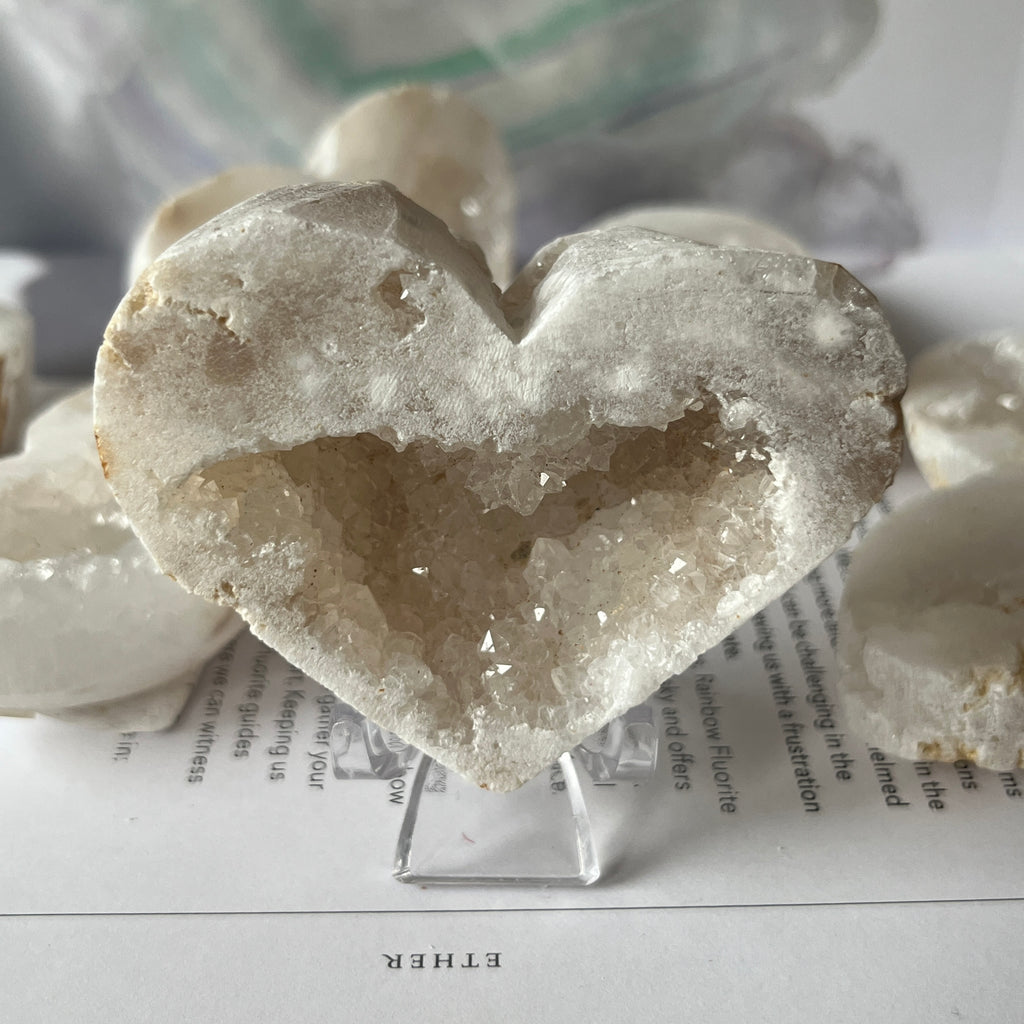 White Quartz Drusy Geode Heart (Medium)