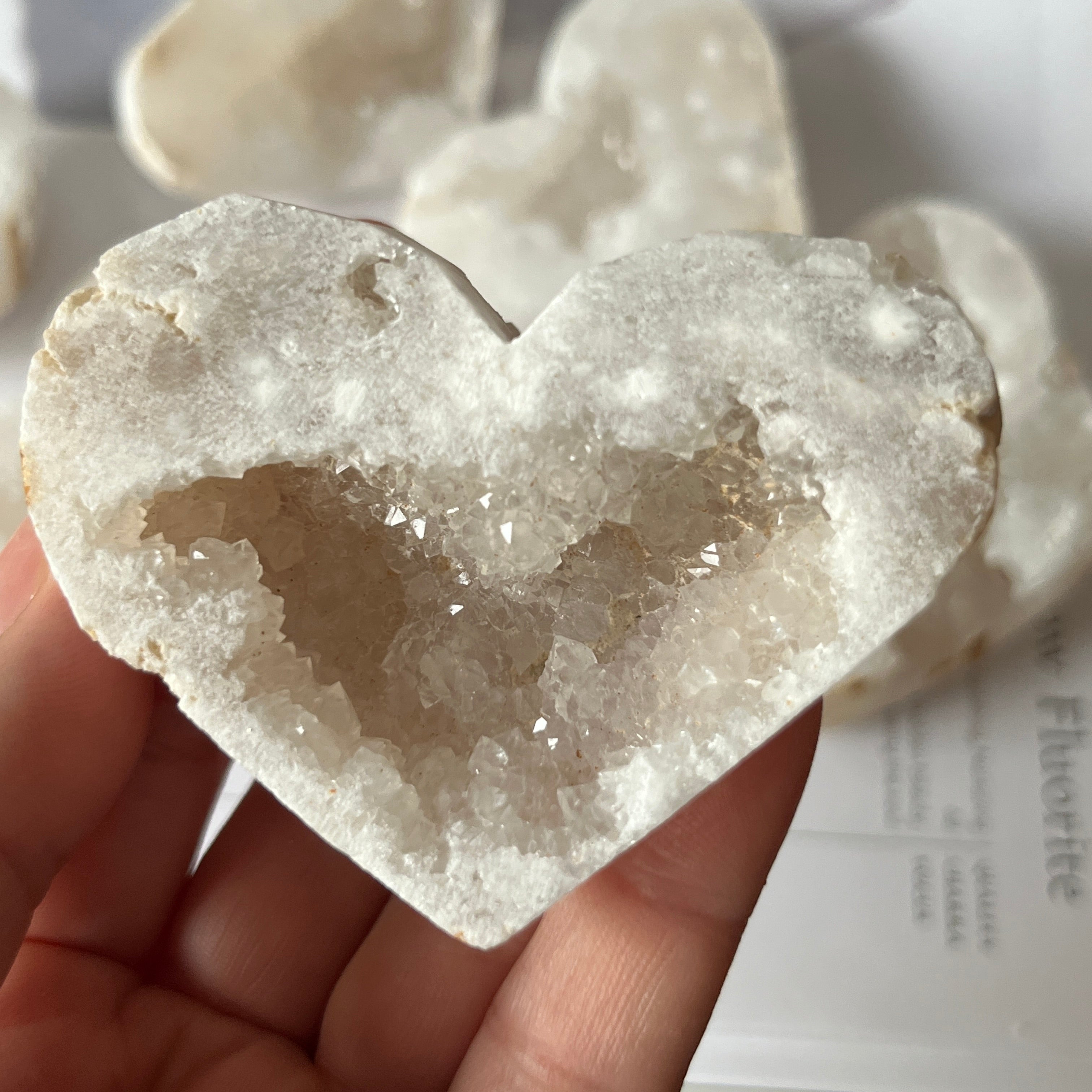 White Quartz Drusy Geode Heart (Medium)