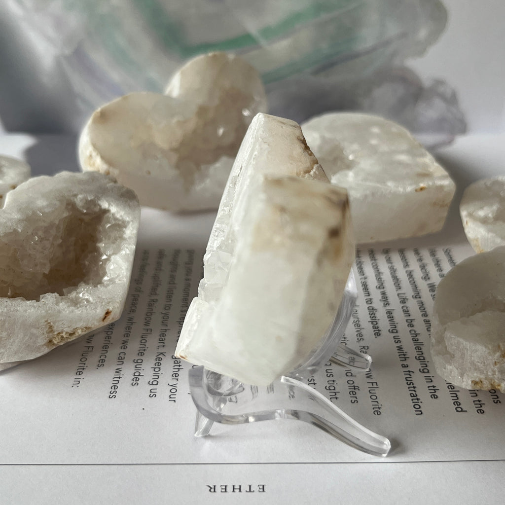 White Quartz Drusy Geode Heart (Medium)