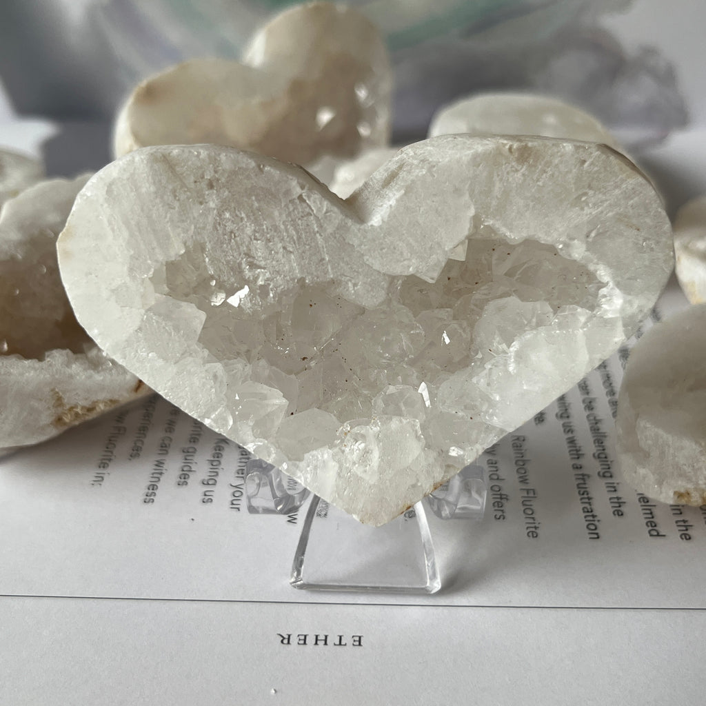 White Quartz Drusy Geode Heart (Medium)