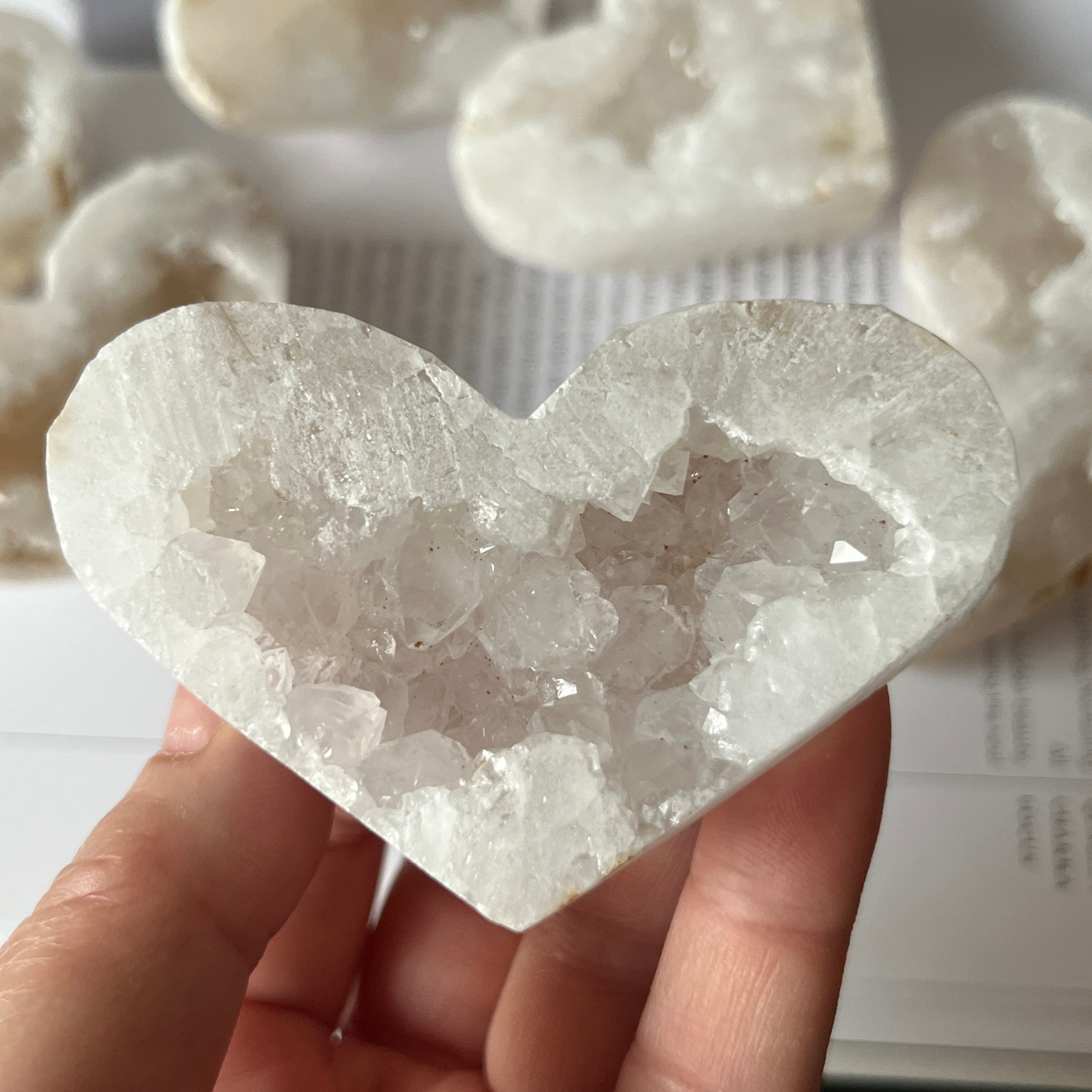 White Quartz Drusy Geode Heart (Medium)