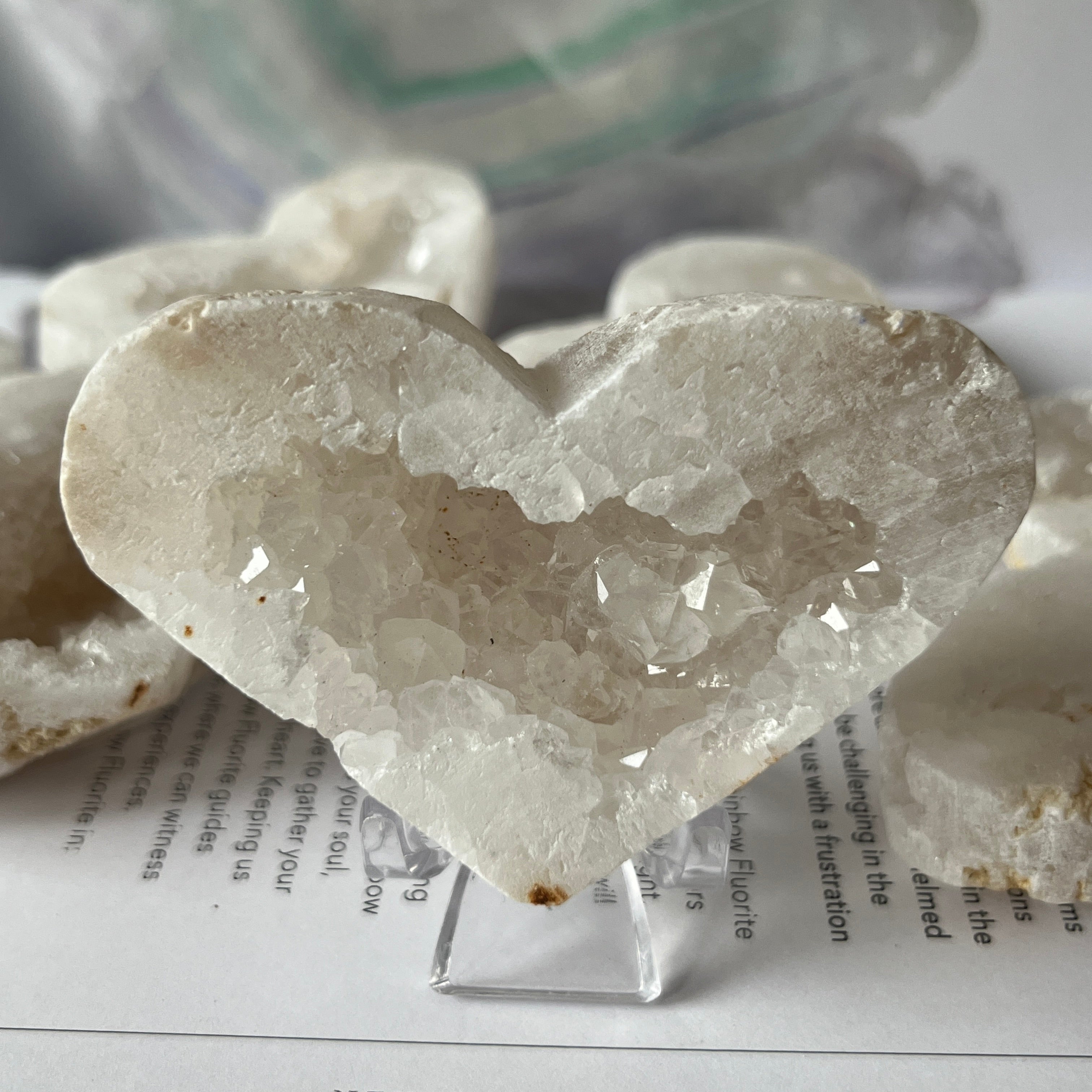 White Quartz Drusy Geode Heart (Medium)