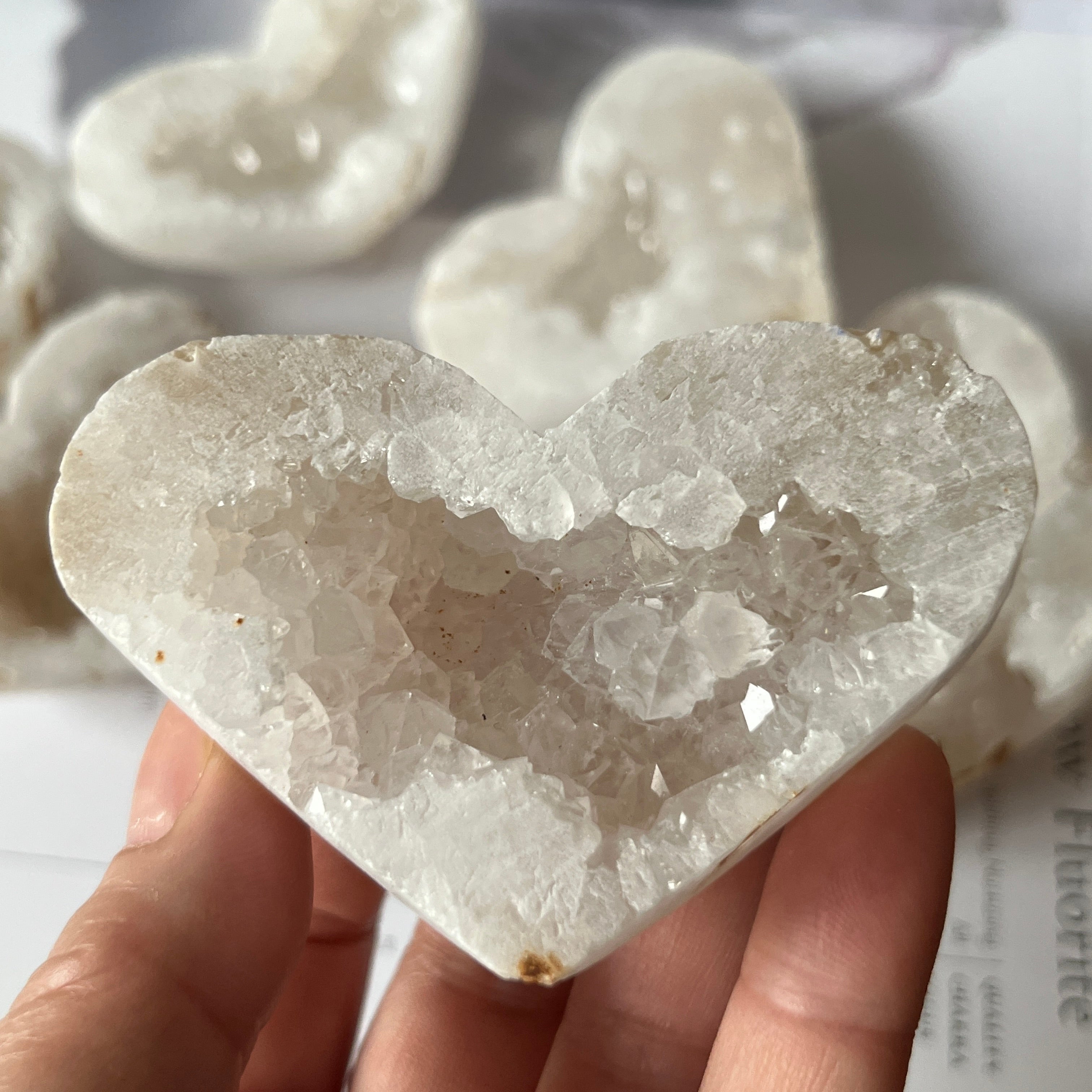White Quartz Drusy Geode Heart (Medium)