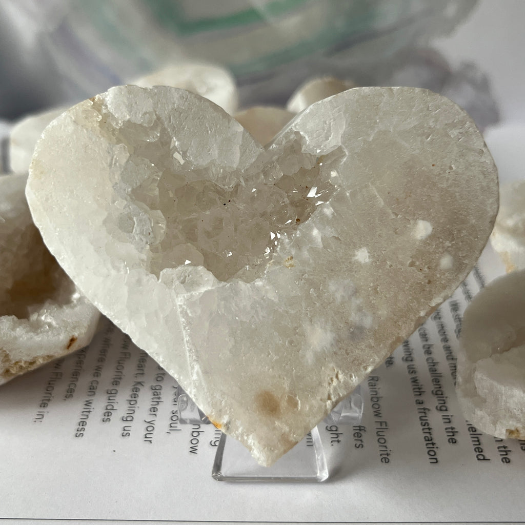 White Quartz Drusy Geode Heart (Medium)