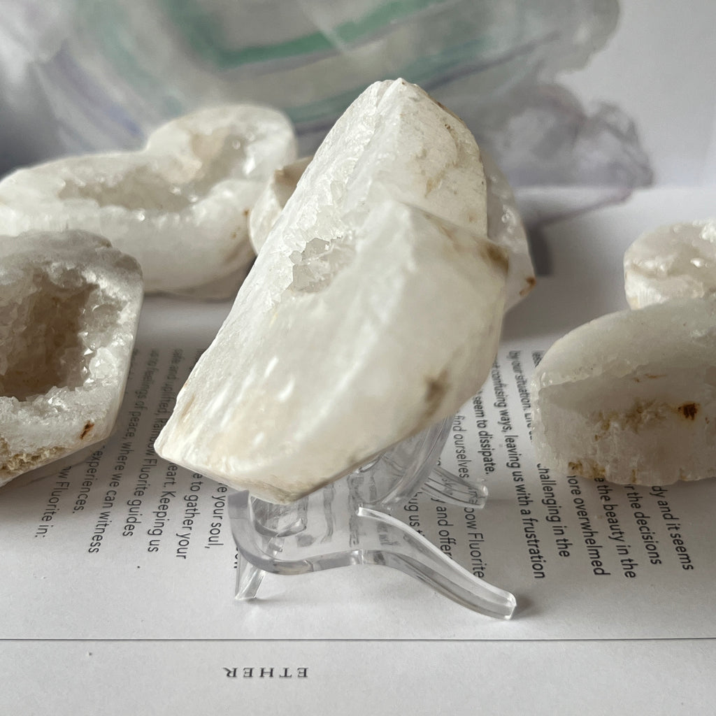 White Quartz Drusy Geode Heart (Medium)