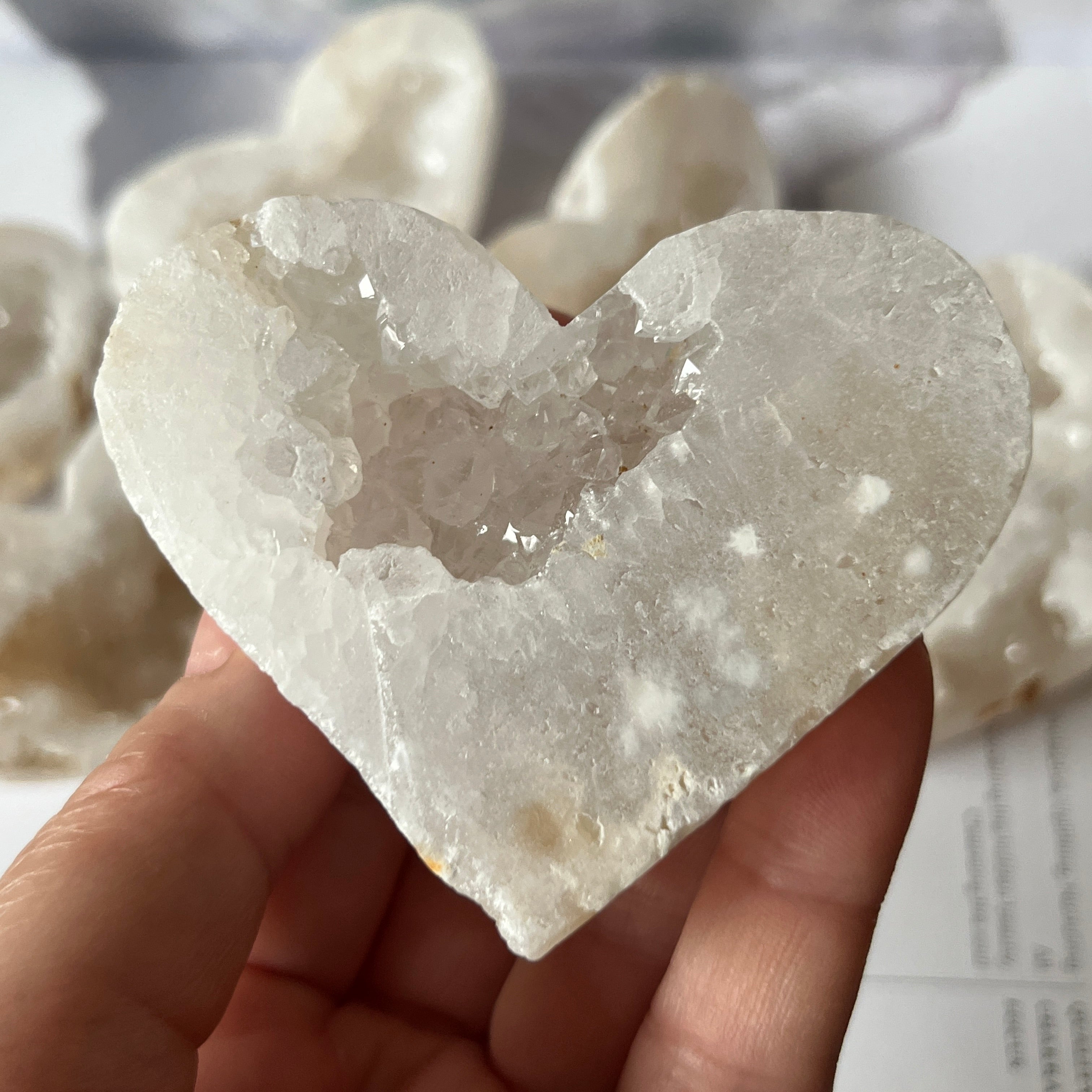 White Quartz Drusy Geode Heart (Medium)