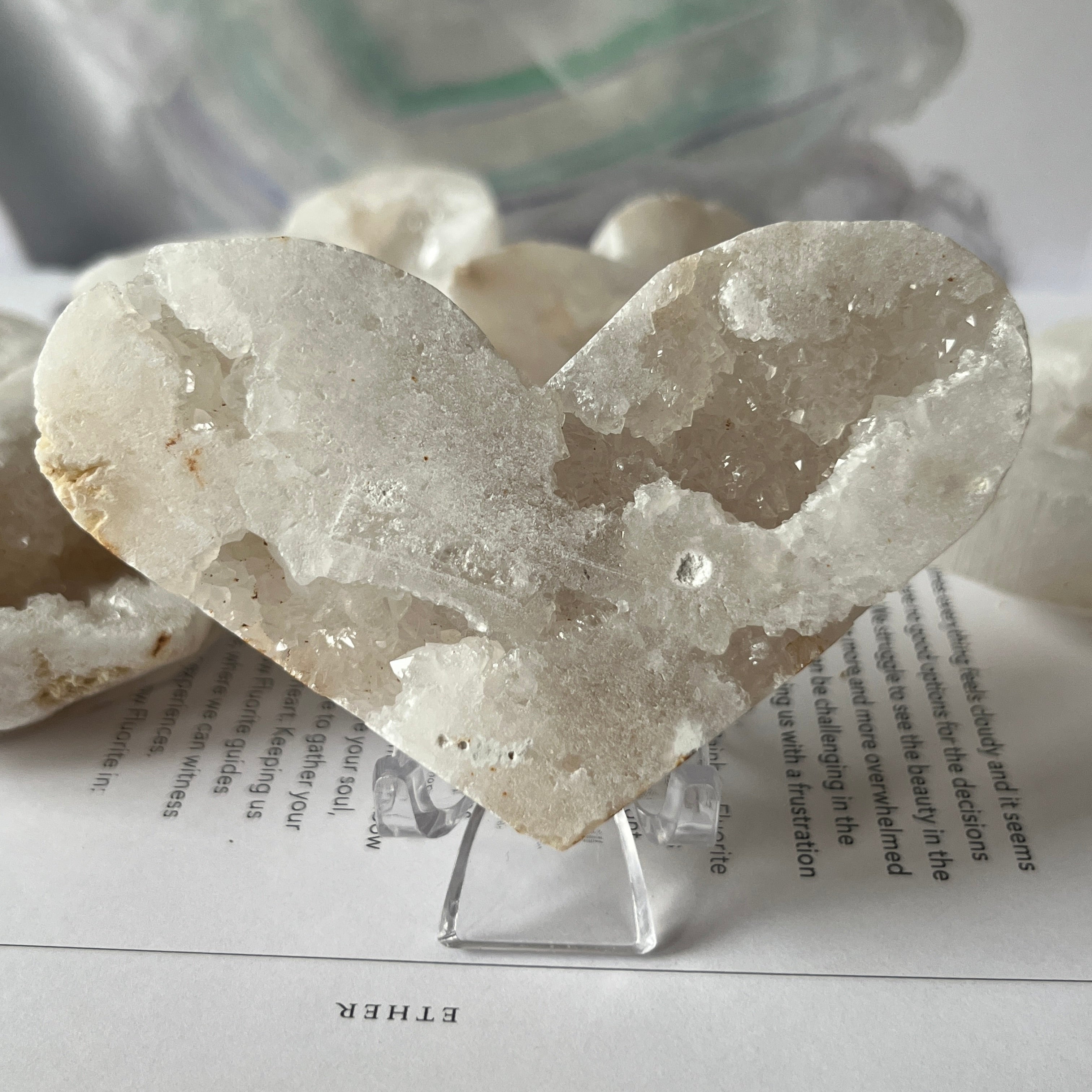 White Quartz Drusy Geode Heart (Medium)