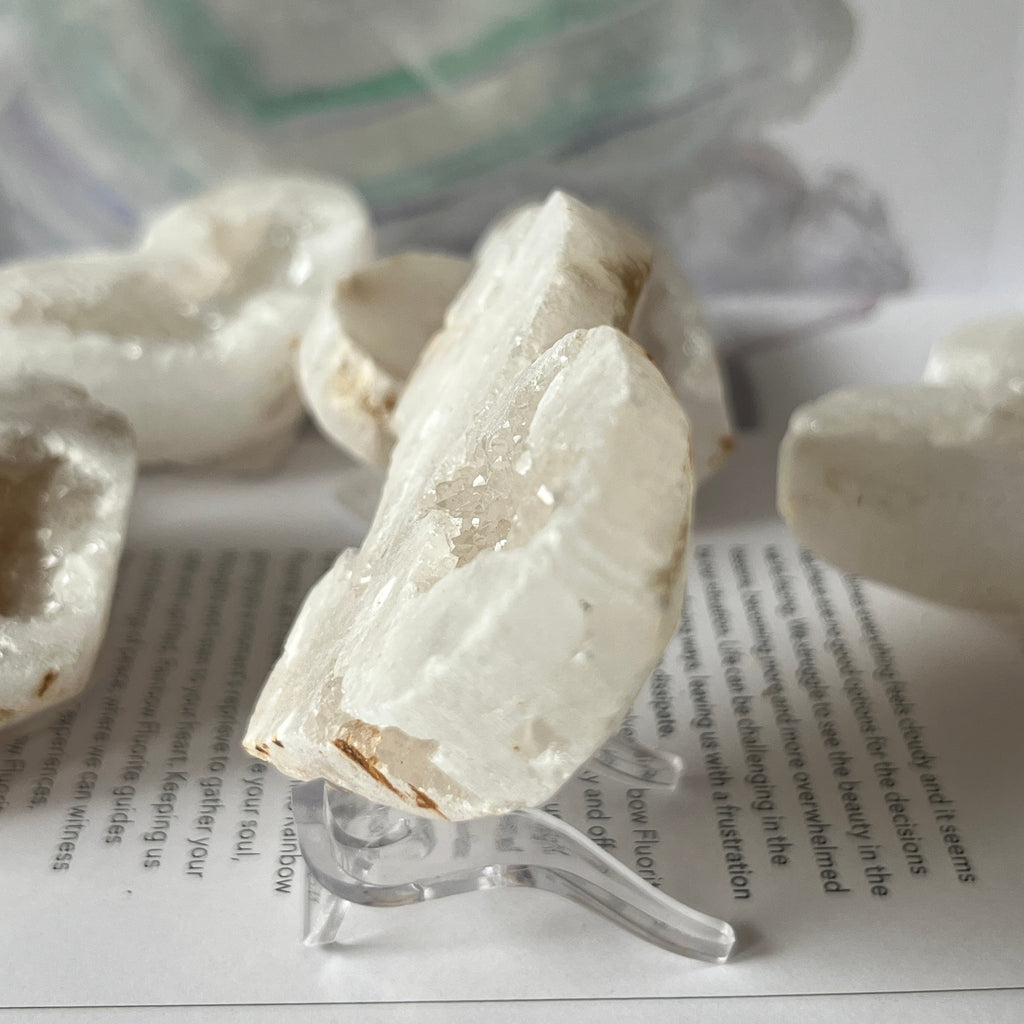 White Quartz Drusy Geode Heart (Medium)