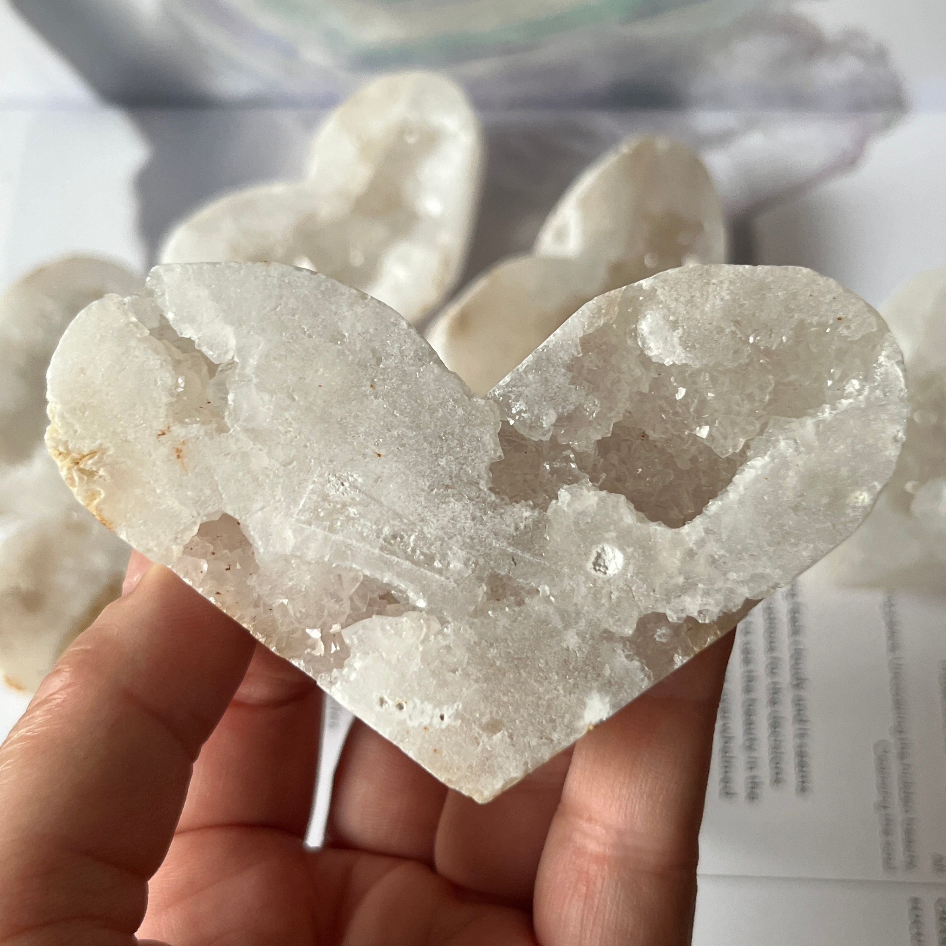 White Quartz Drusy Geode Heart (Medium)