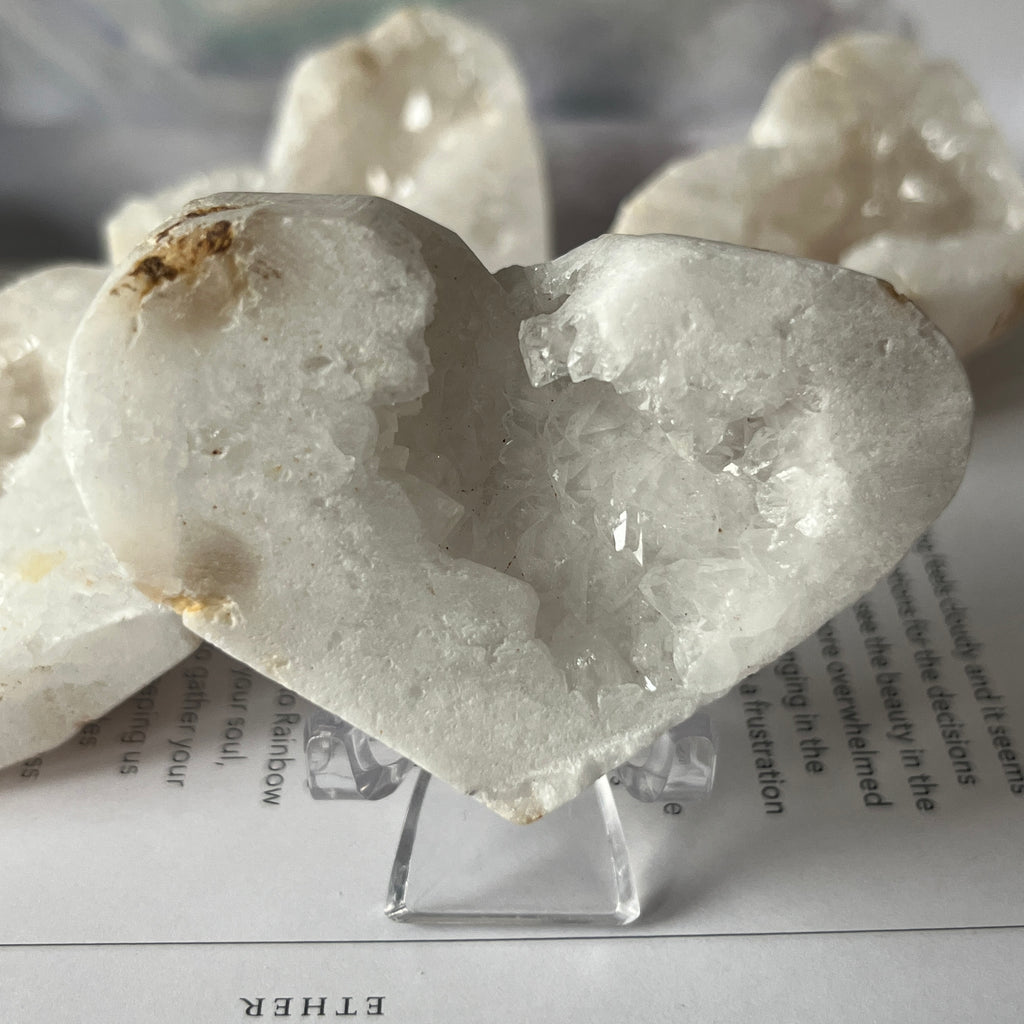 White Quartz Drusy Geode Heart (Small)